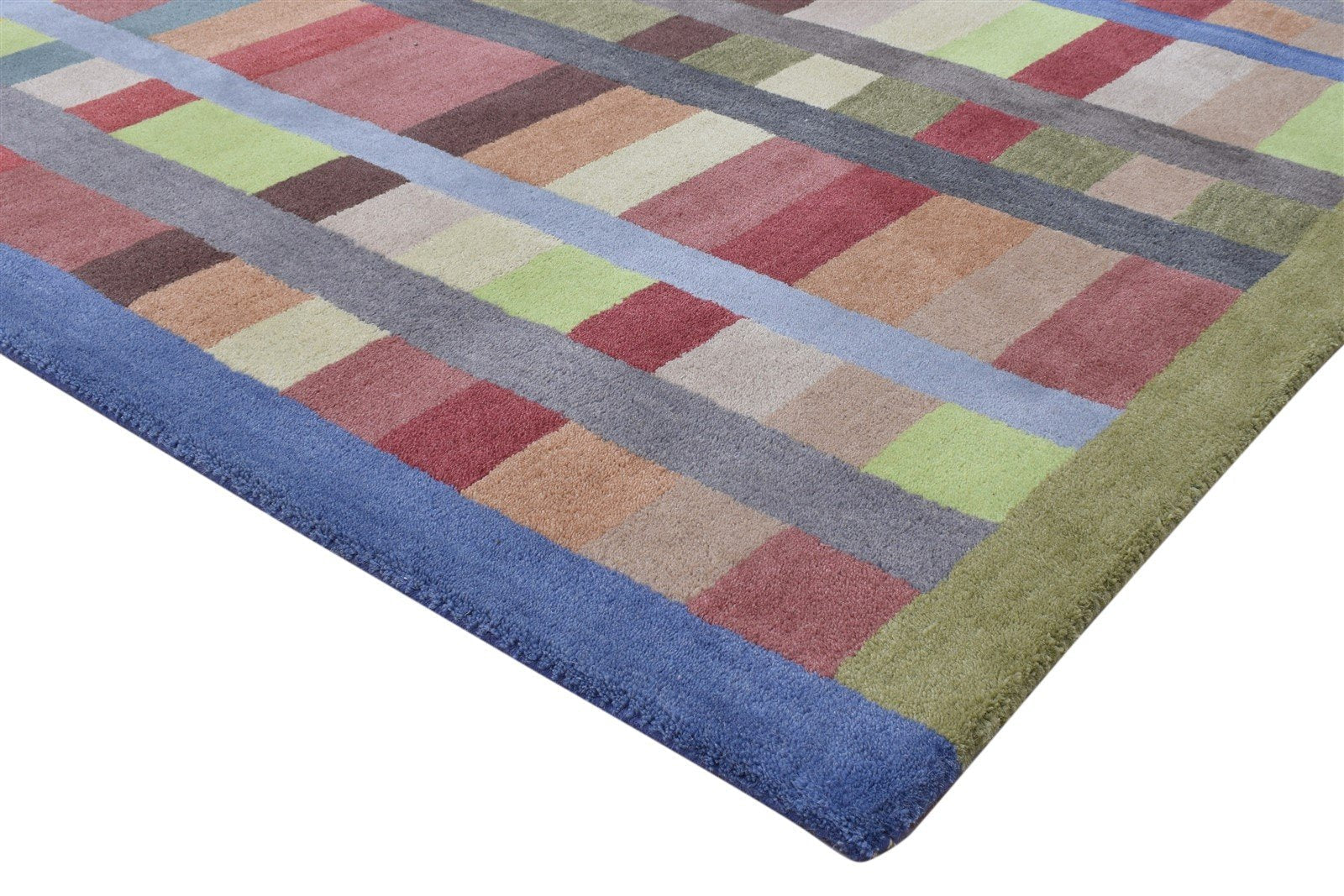 Wool Multi Color Rug 5X8 Modern Hand Tufted Scandinavian Geometric Room Size 