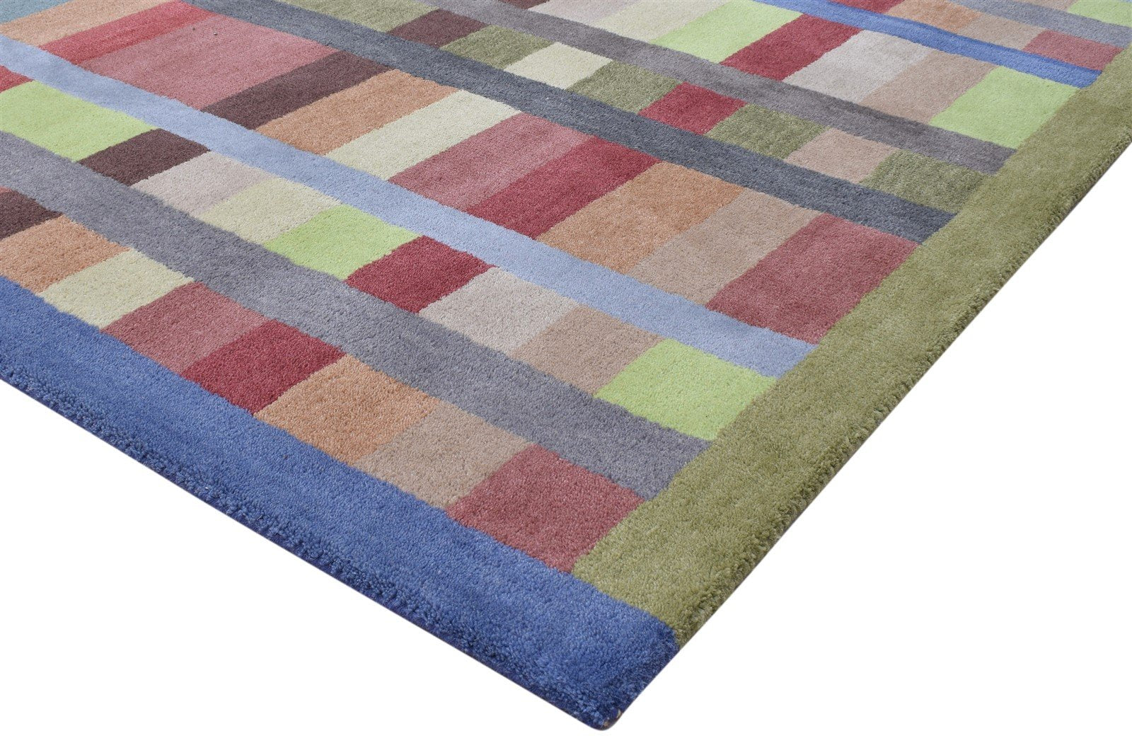 Wool Multi Color Rug 5X8 Modern Hand Tufted Scandinavian Geometric Room Size 