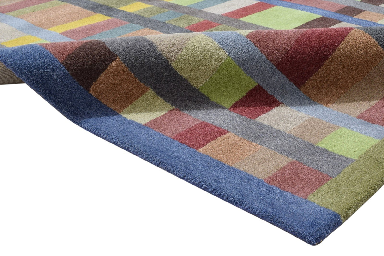 Wool Multi Color Rug 5X8 Modern Hand Tufted Scandinavian Geometric Room Size 