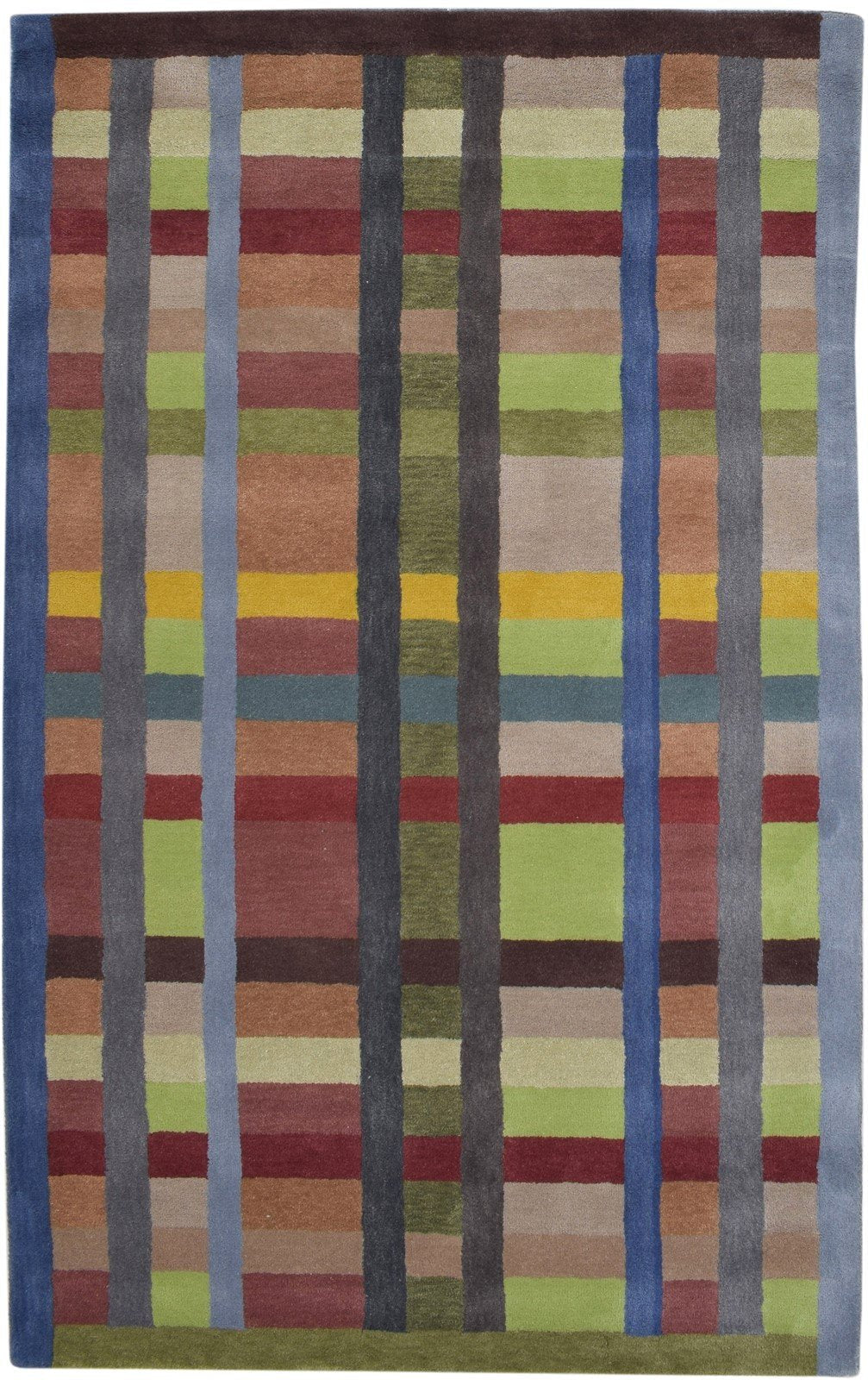 Wool Multi Color Rug 5X8 Modern Hand Tufted Scandinavian Geometric Room Size 