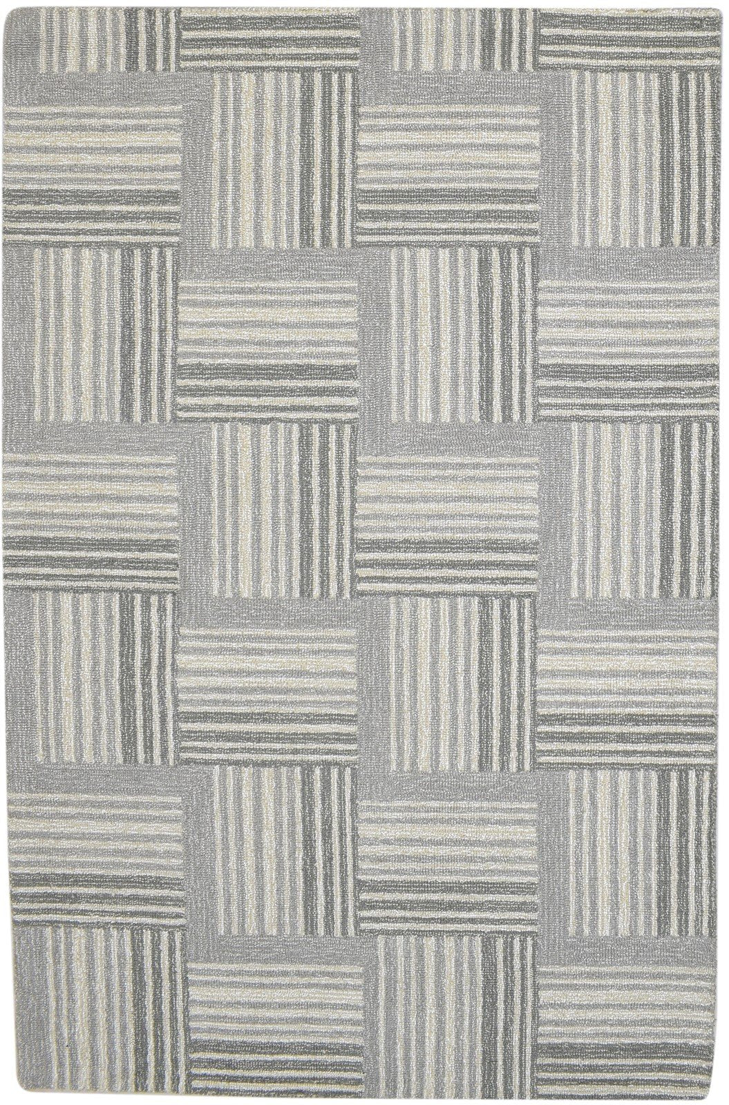 100% Wool Art Silk Grey Rug 5X8 Modern Hand Tufted Scandinavian Geometric Room Size 