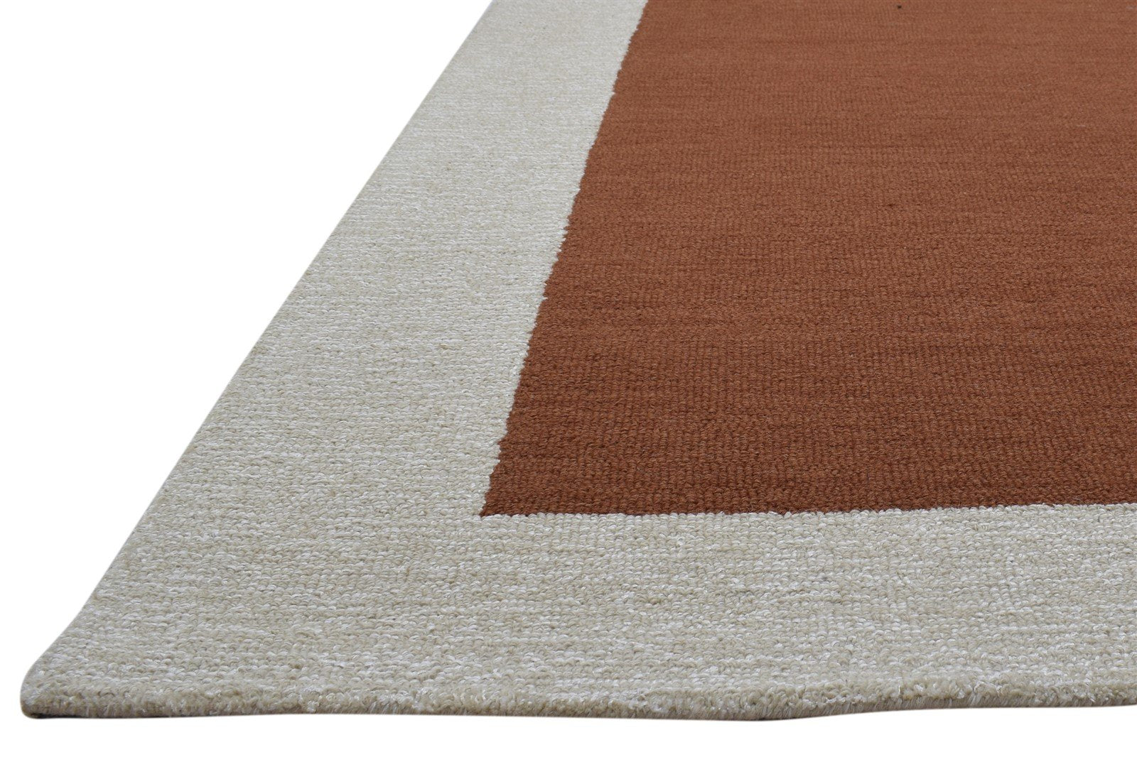 100% Wool / Art Silk Rust Rug 5X8 Modern Hand Tufted Scandinavian Bordered Room Size 