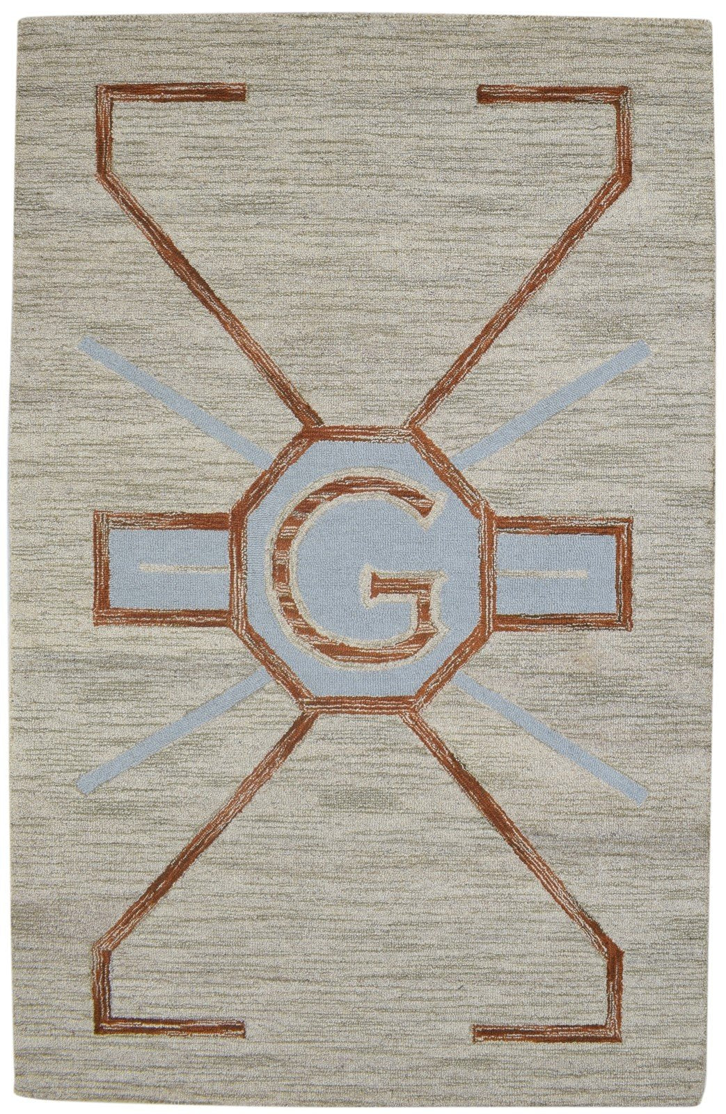 100% Wool Beige Rug 5X8 Modern Hand Tufted Scandinavian Abstract Room Size 