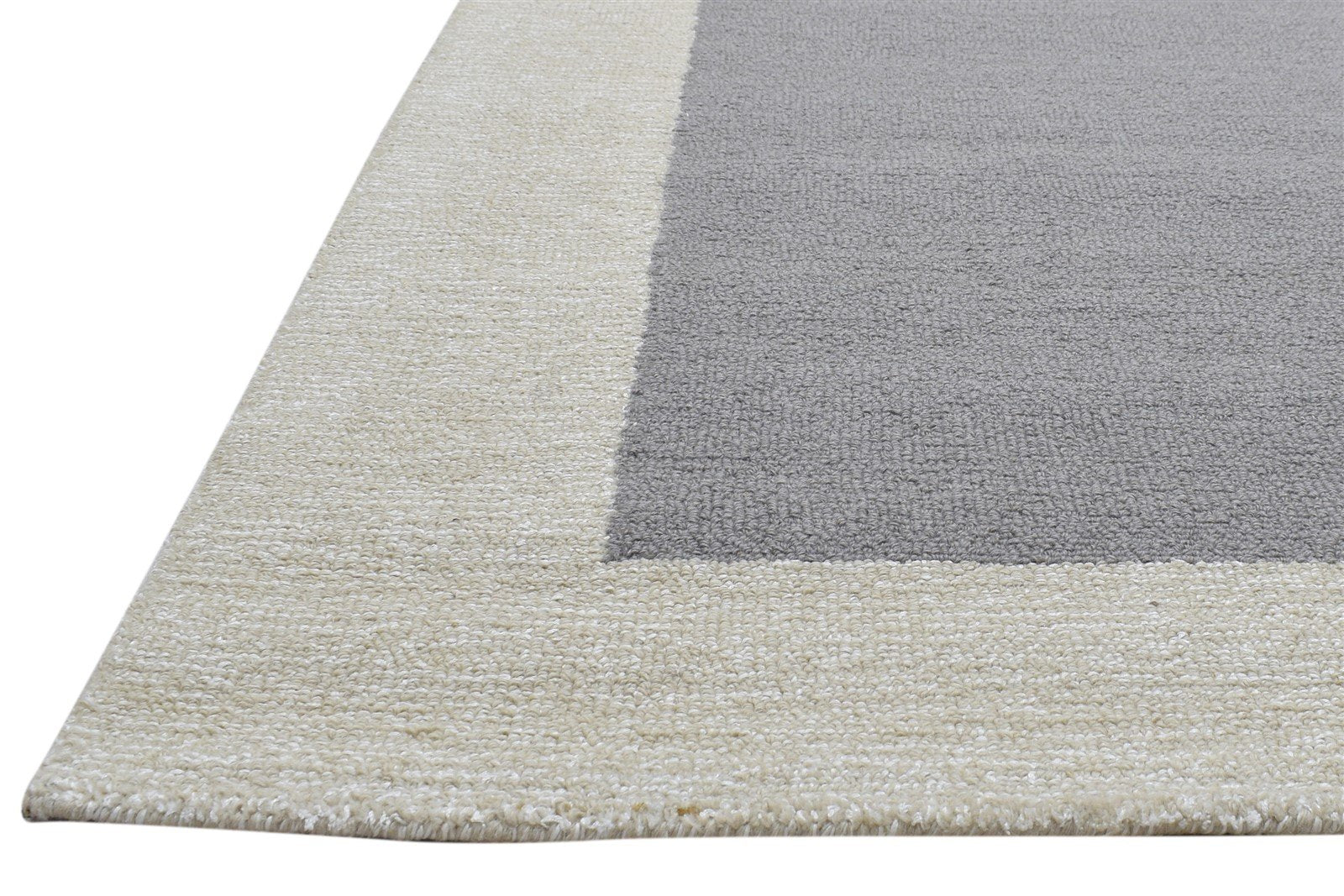 100% Wool / Art Silk Grey Rug 5X8 Modern Hand Tufted Scandinavian Bordered Room Size