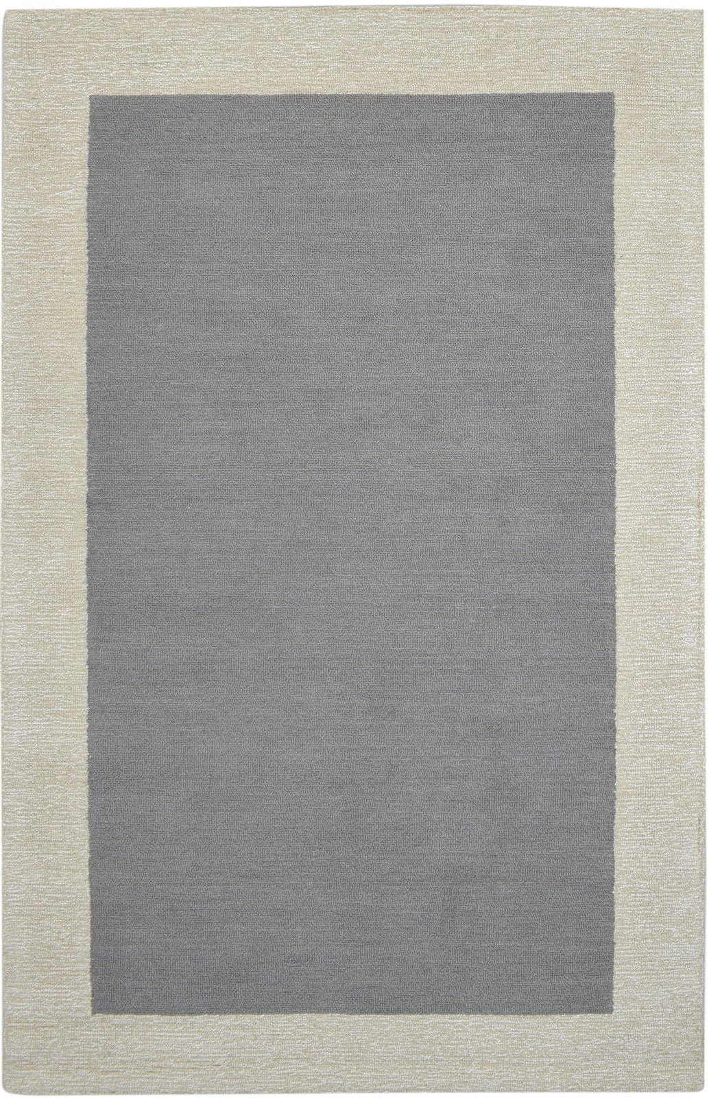 100% Wool / Art Silk Grey Rug 5X8 Modern Hand Tufted Scandinavian Bordered Room Size 