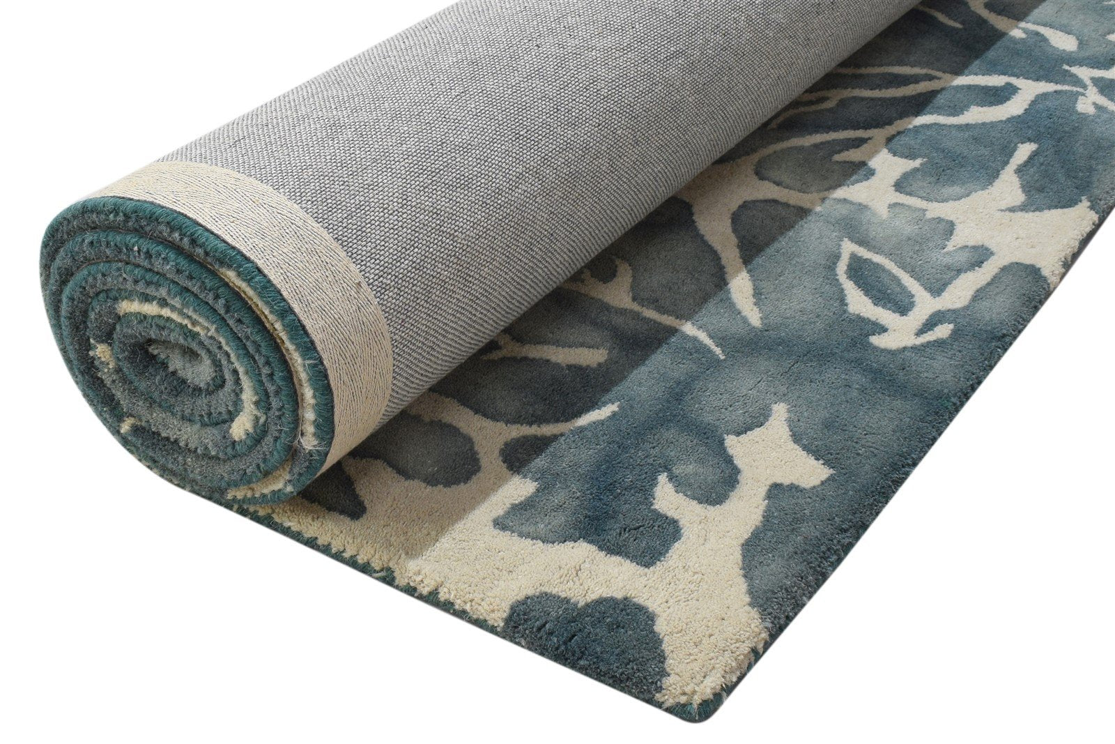 100% Wool Charcoal Rug 5' X 8' Modern Hand Tufted French Floral Room Size Carpet  Area Rug 