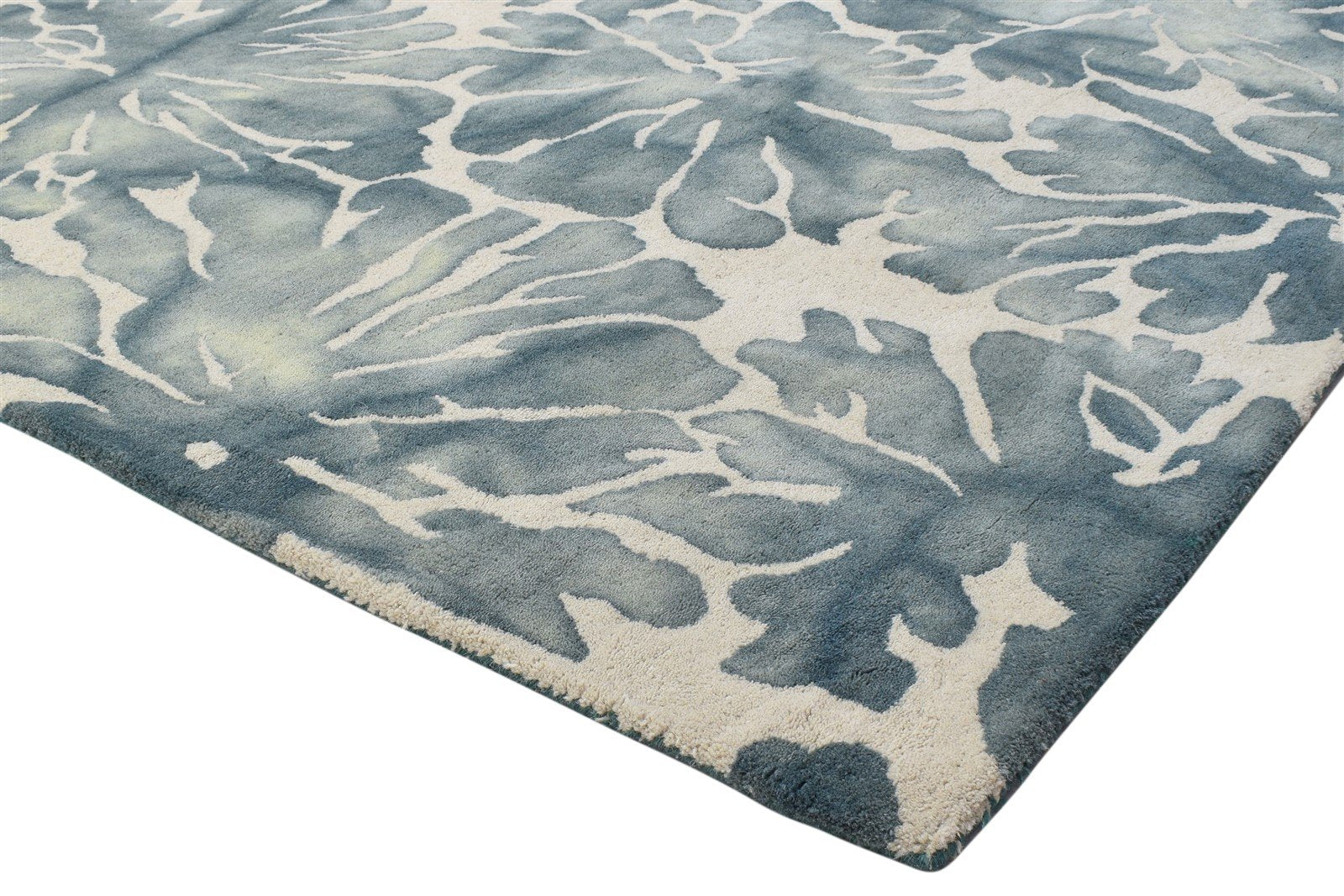 100% Wool Charcoal Rug 5' X 8' Modern Hand Tufted French Floral Room Size Carpet  Area Rug 