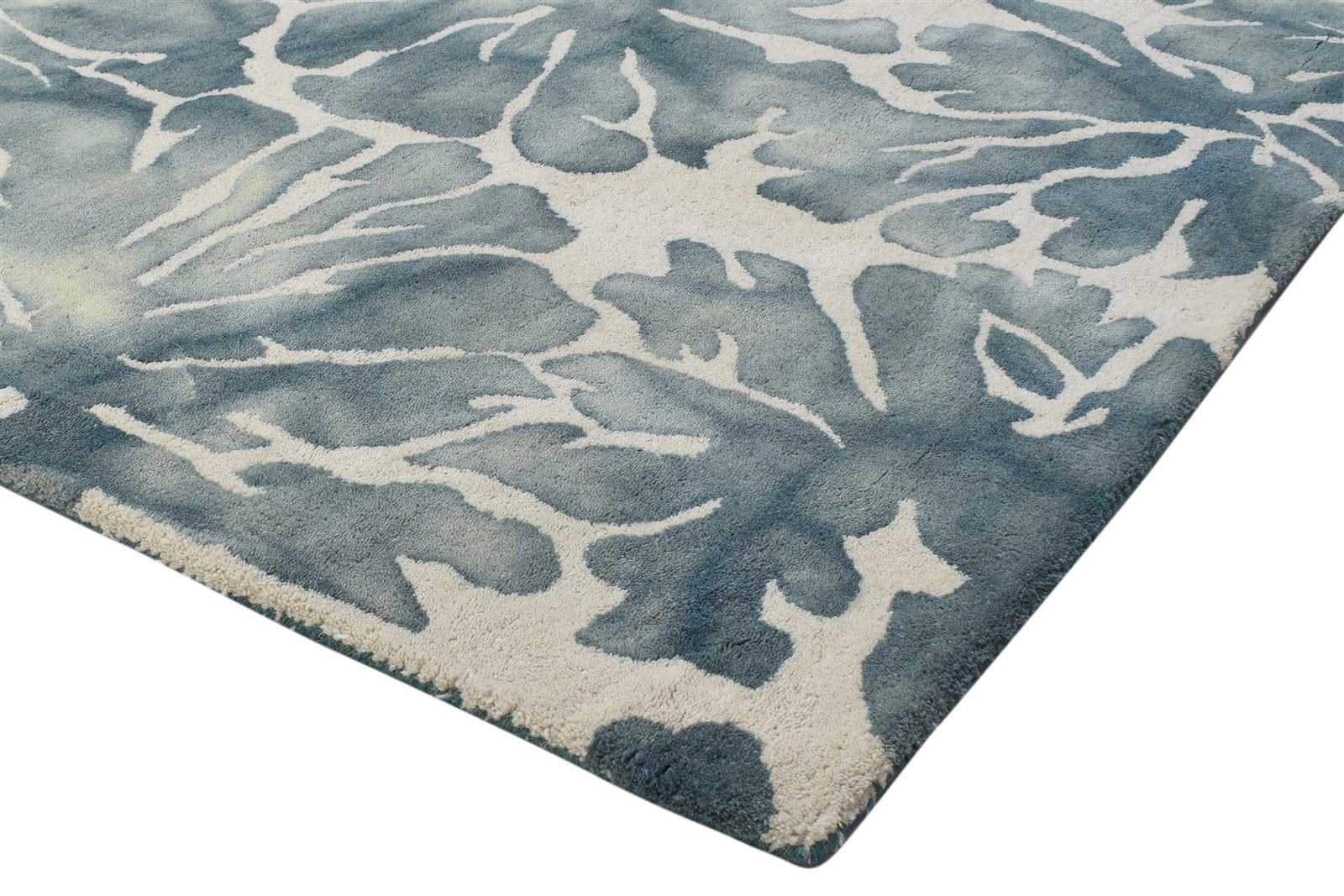 100% Wool Charcoal Rug 5' X 8' Modern Hand Tufted French Floral Room Size Carpet  Area Rug 