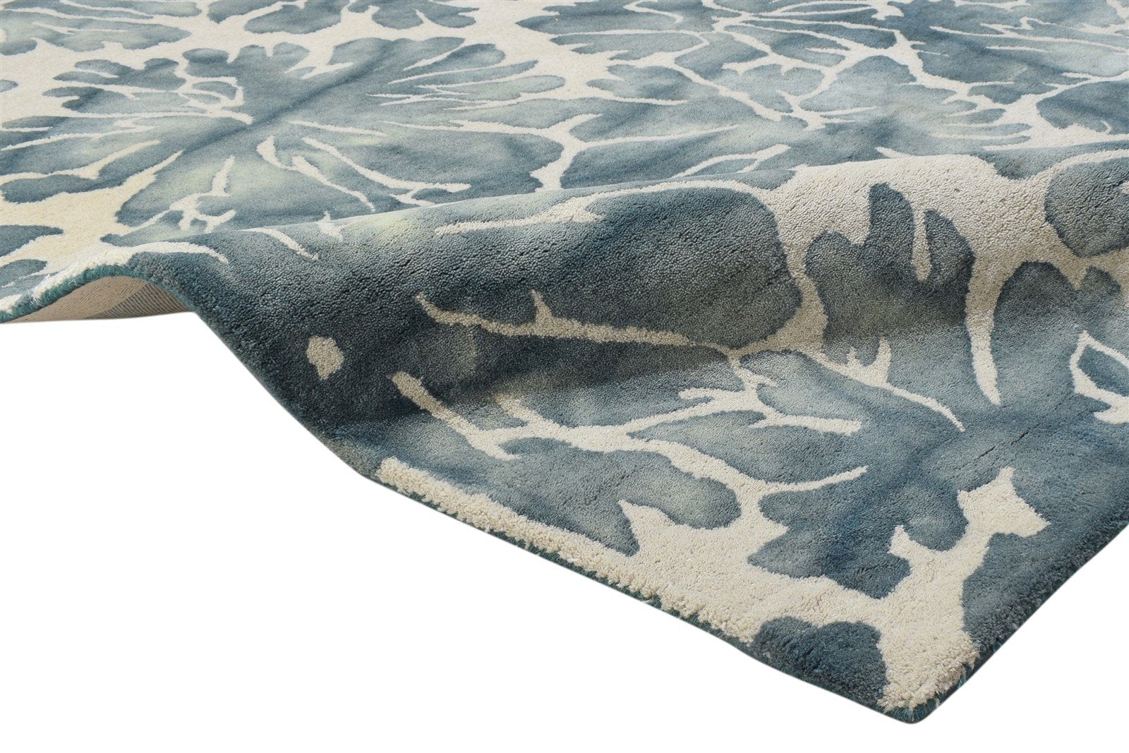 100% Wool Charcoal Rug 5' X 8' Modern Hand Tufted French Floral Room Size Carpet  Area Rug 