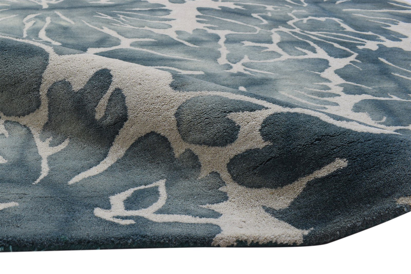 100% Wool Charcoal Rug 5' X 8' Modern Hand Tufted French Floral Room Size Carpet  Area Rug 