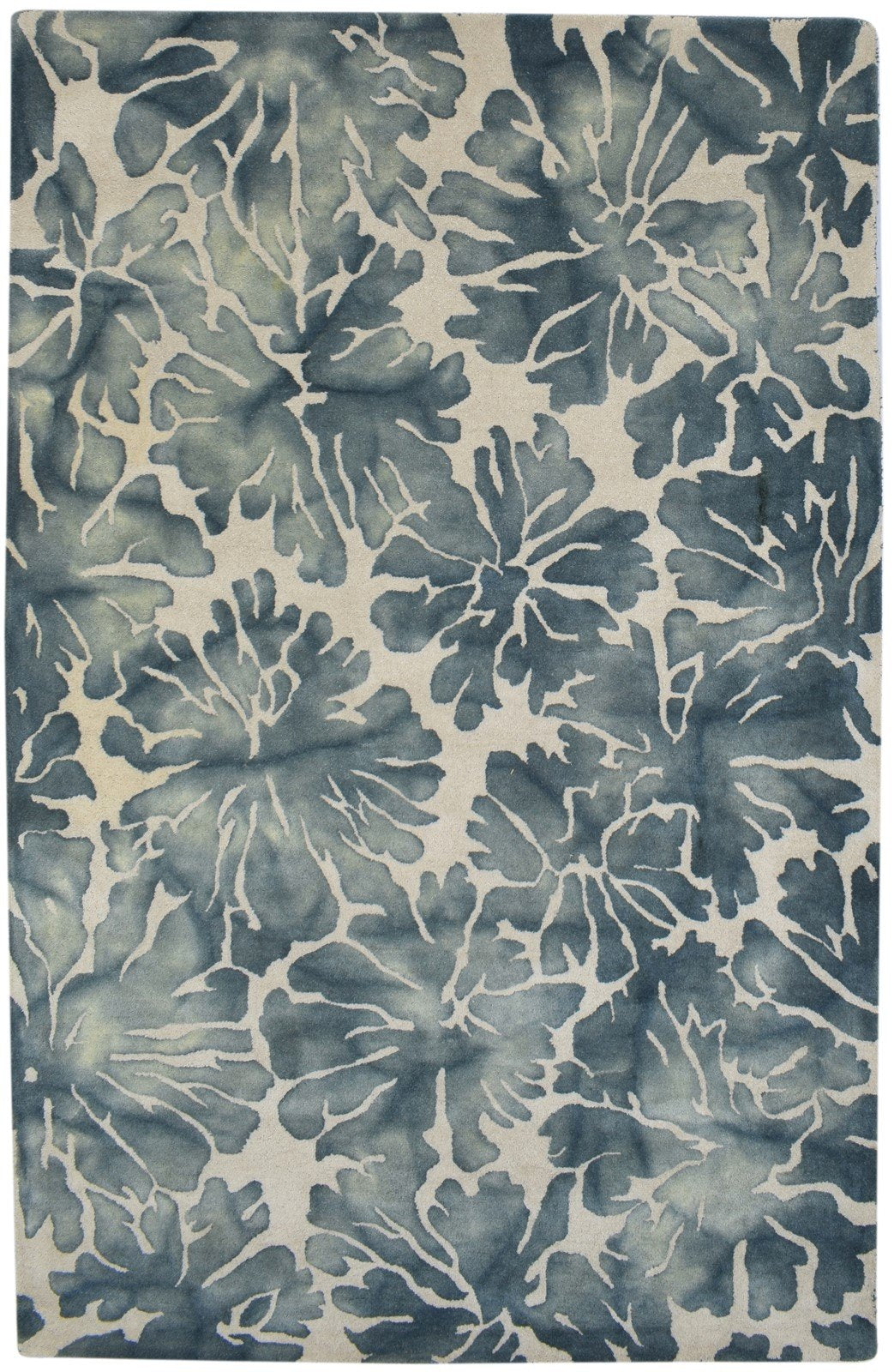 100% Wool Charcoal Rug 5' X 8' Modern Hand Tufted French Floral Room Size Carpet 