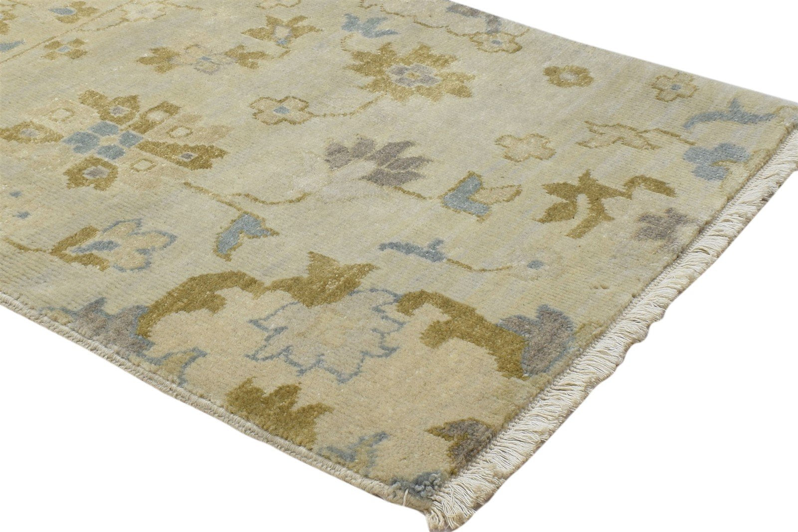 Beige Wool Rug 2' X 3' Persian Hand Knotted Oushak Oriental Small Carpet 