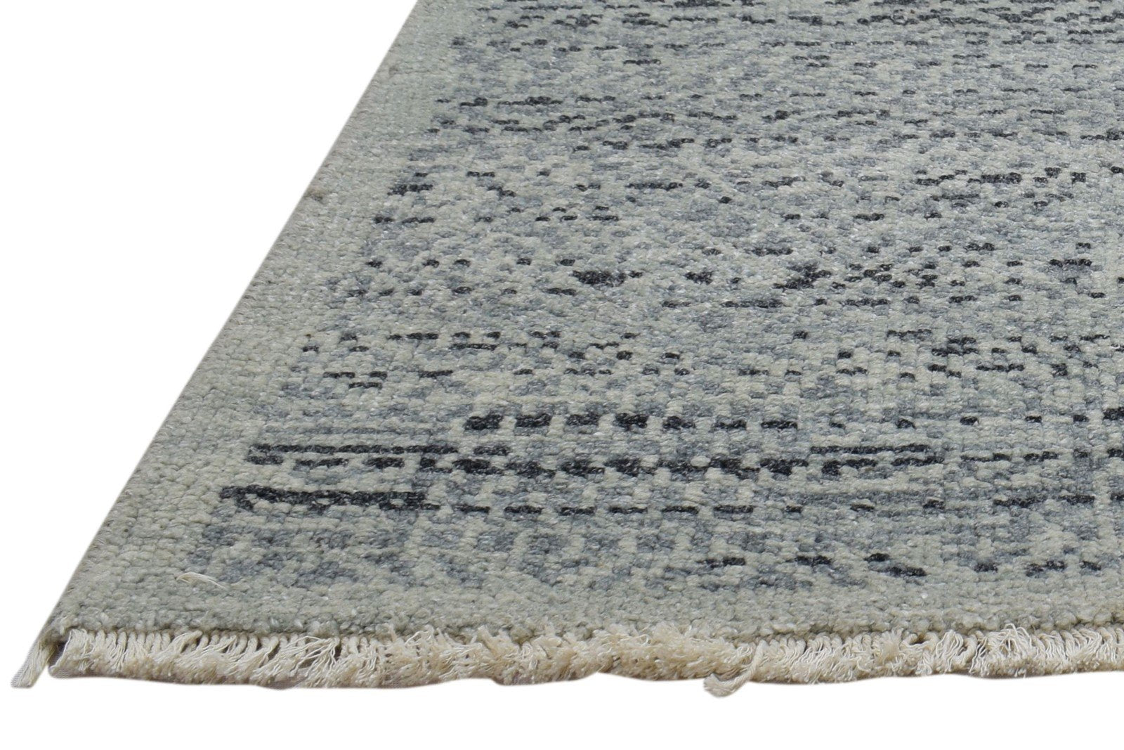 Blue Wool Silk Rug 2' X 3' Modern Hand Knotted Moroccan Trellis Small Carpet 