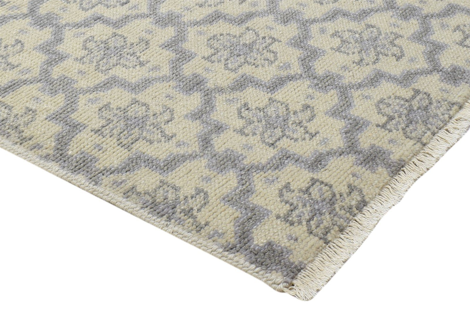 2' X 3' Rug Wool Ivory Modern Hand Knotted Moroccan Trellis Small Carpet 