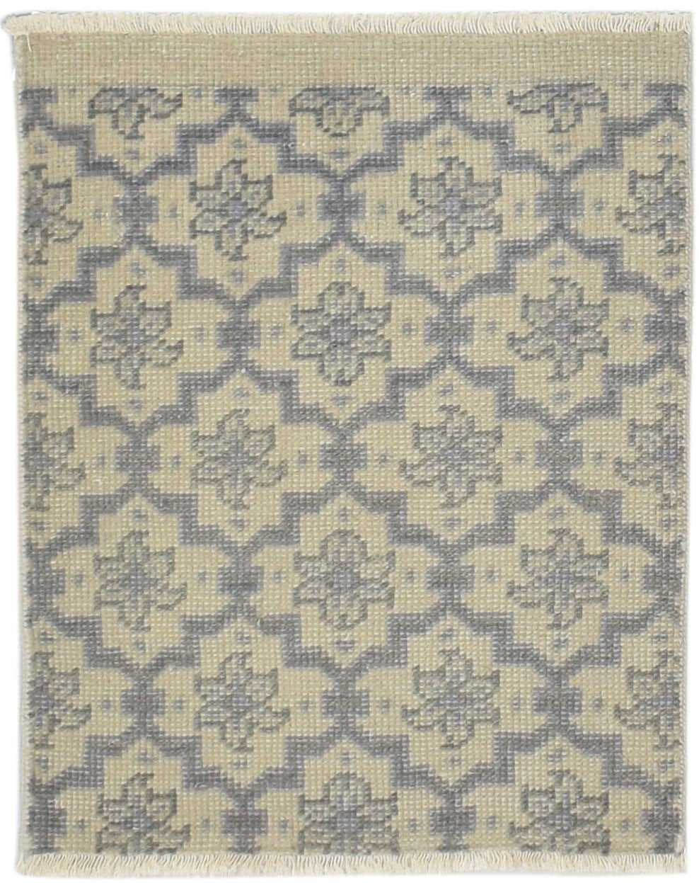 2' X 3' Rug Wool Ivory Modern Hand Knotted Moroccan Trellis Small Carpet 