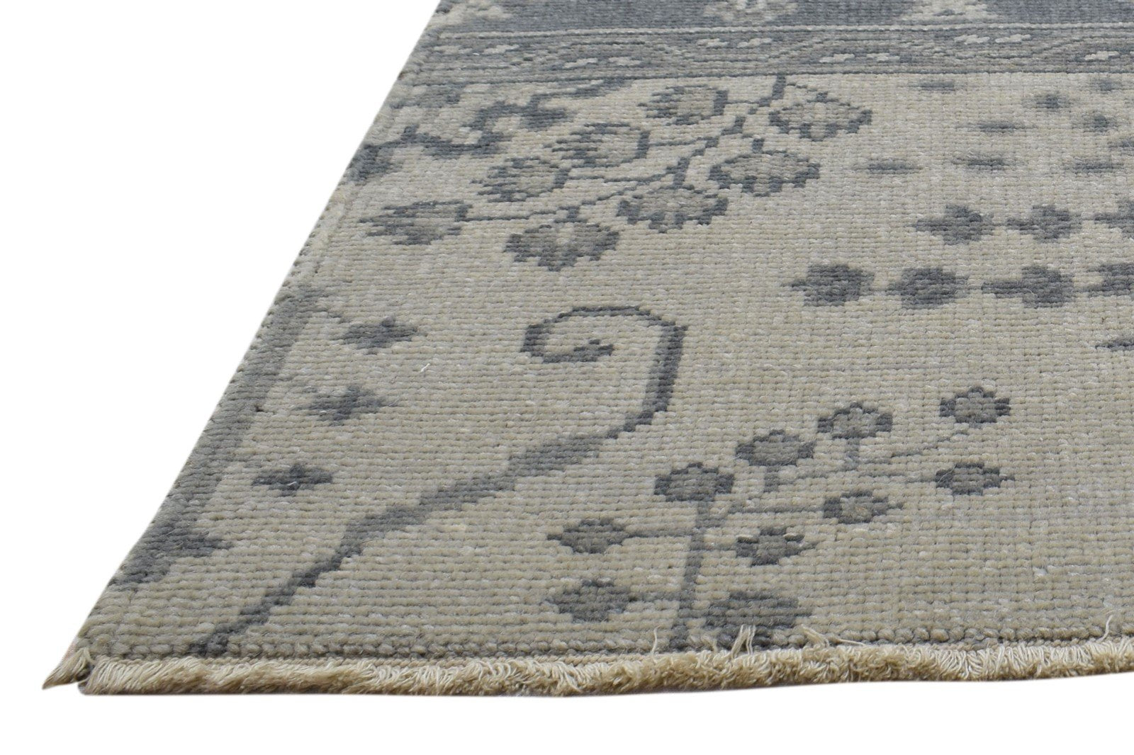 100% Wool Grey Rug 3X3 Persian Hand Knotted Sarouk-Indian Oriental Room Size 