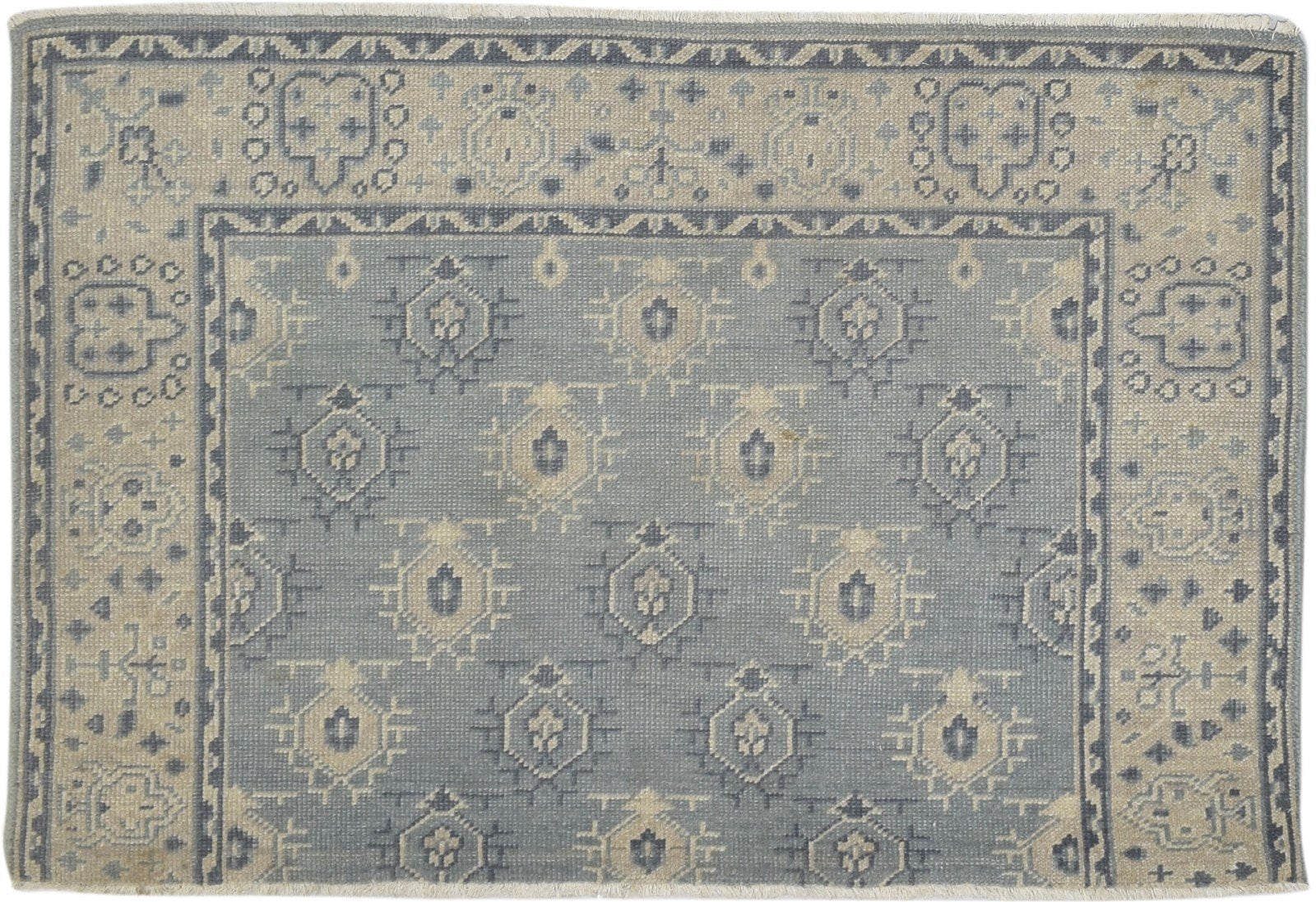 Blue Wool Rug 5' X 3' Persian Hand Knotted Bokhara Oriental Room Size Carpet