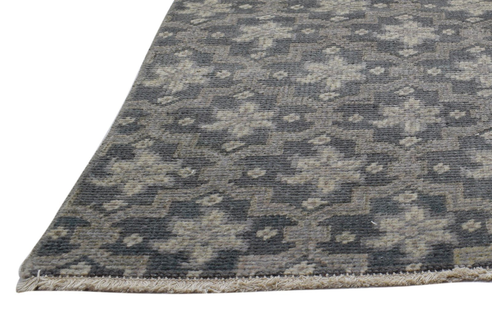 Hand Knotted Charcoal Wool Rug 2' X 3' Modern Moroccan Trellis Small Carpet