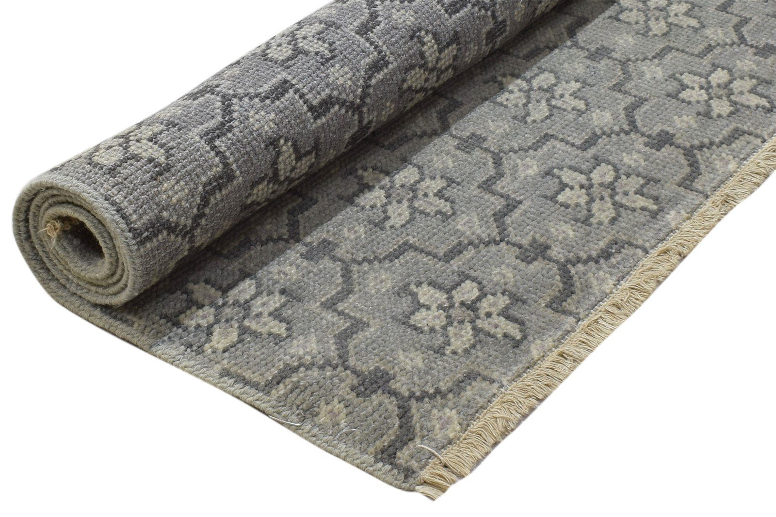 Grey Wool Rug 2' X 3' Modern Hand Knotted Moroccan Trellis Small Carpet 