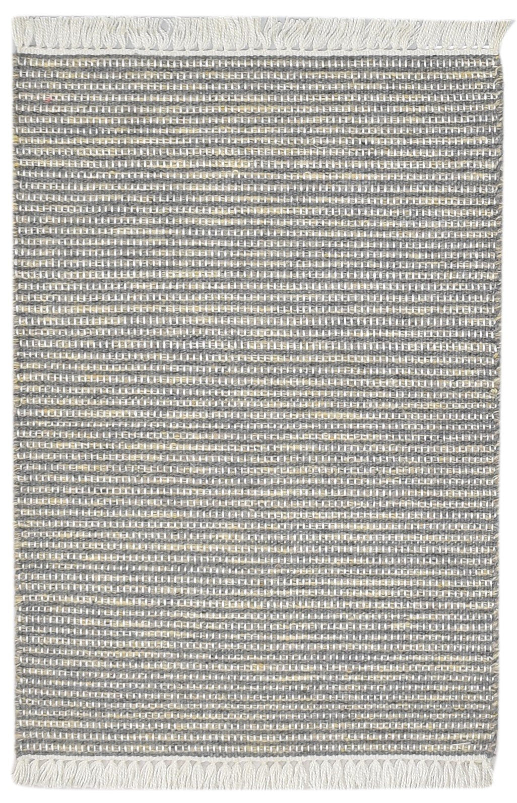 2X3 Rug Wool / Nylon Grey Modern Hand Woven Scandinavian Striped Small Carpet