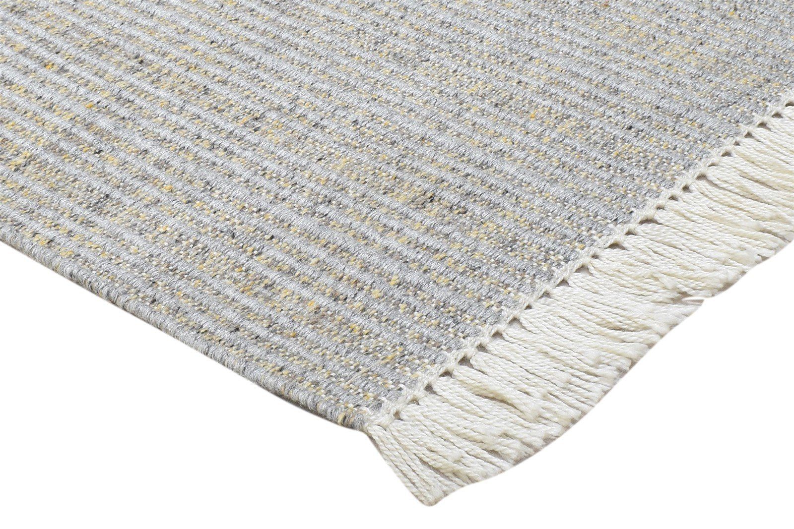 Hand Woven Grey Wool / Nylon Rug 2X3 Modern Scandinavian Striped Small Carpet