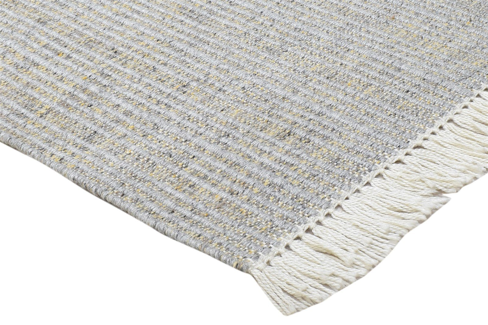 Hand Woven Grey Wool / Nylon Rug 2X3 Modern Scandinavian Striped Small Carpet