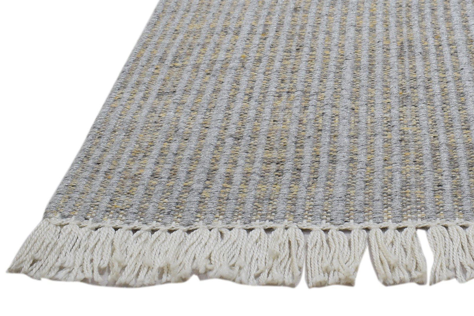 Hand Woven Grey Wool / Nylon Rug 2X3 Modern Scandinavian Striped Small Carpet 