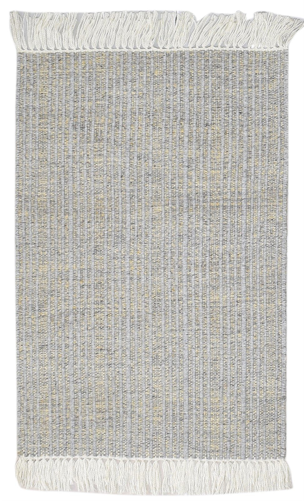 Hand Woven Grey Wool / Nylon Rug 2X3 Modern Scandinavian Striped Small Carpet 