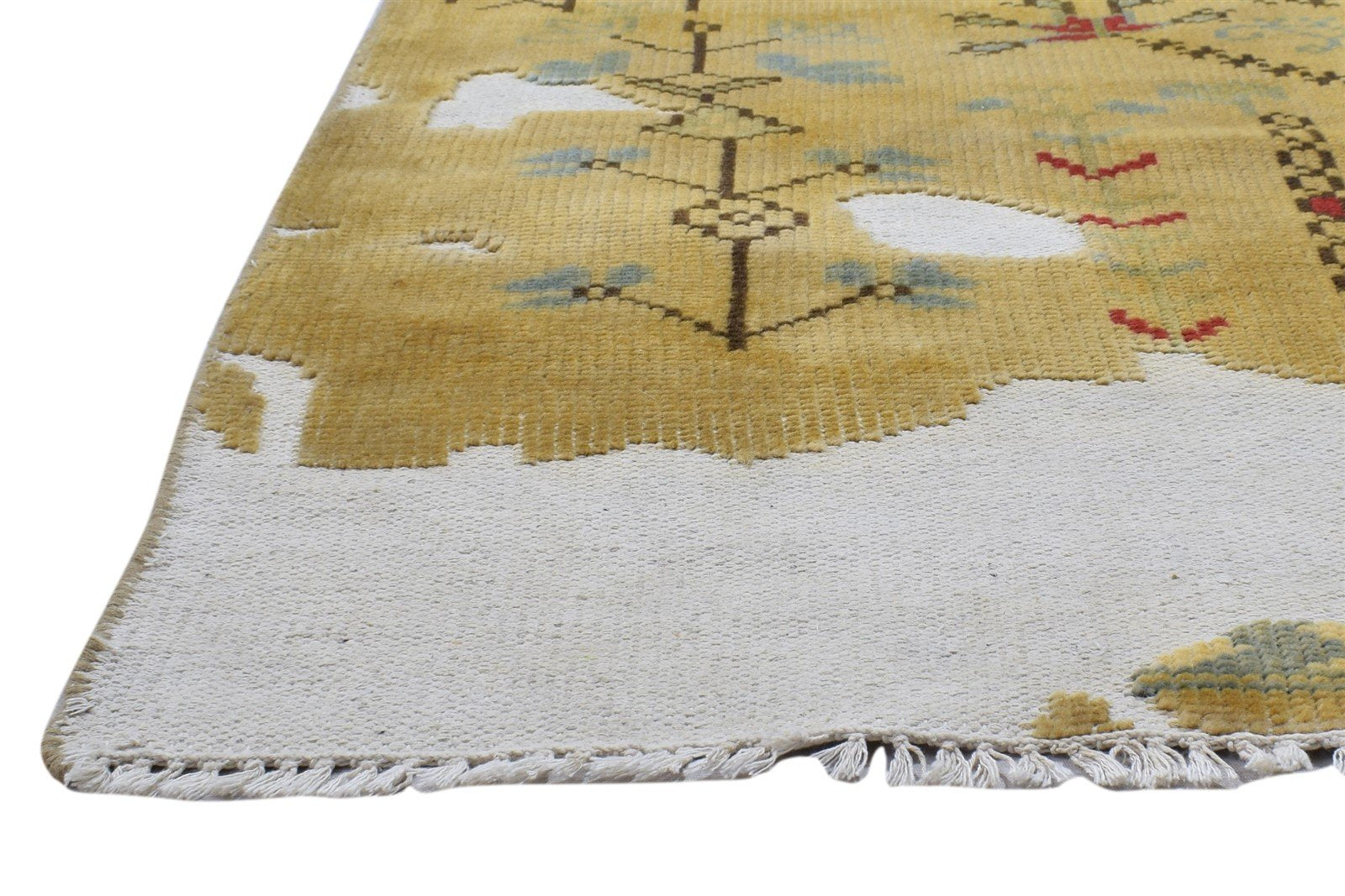 Hand Knotted Brown Wool Rug 5' X 8' Erased Oushak Abstract Room Size Carpet 