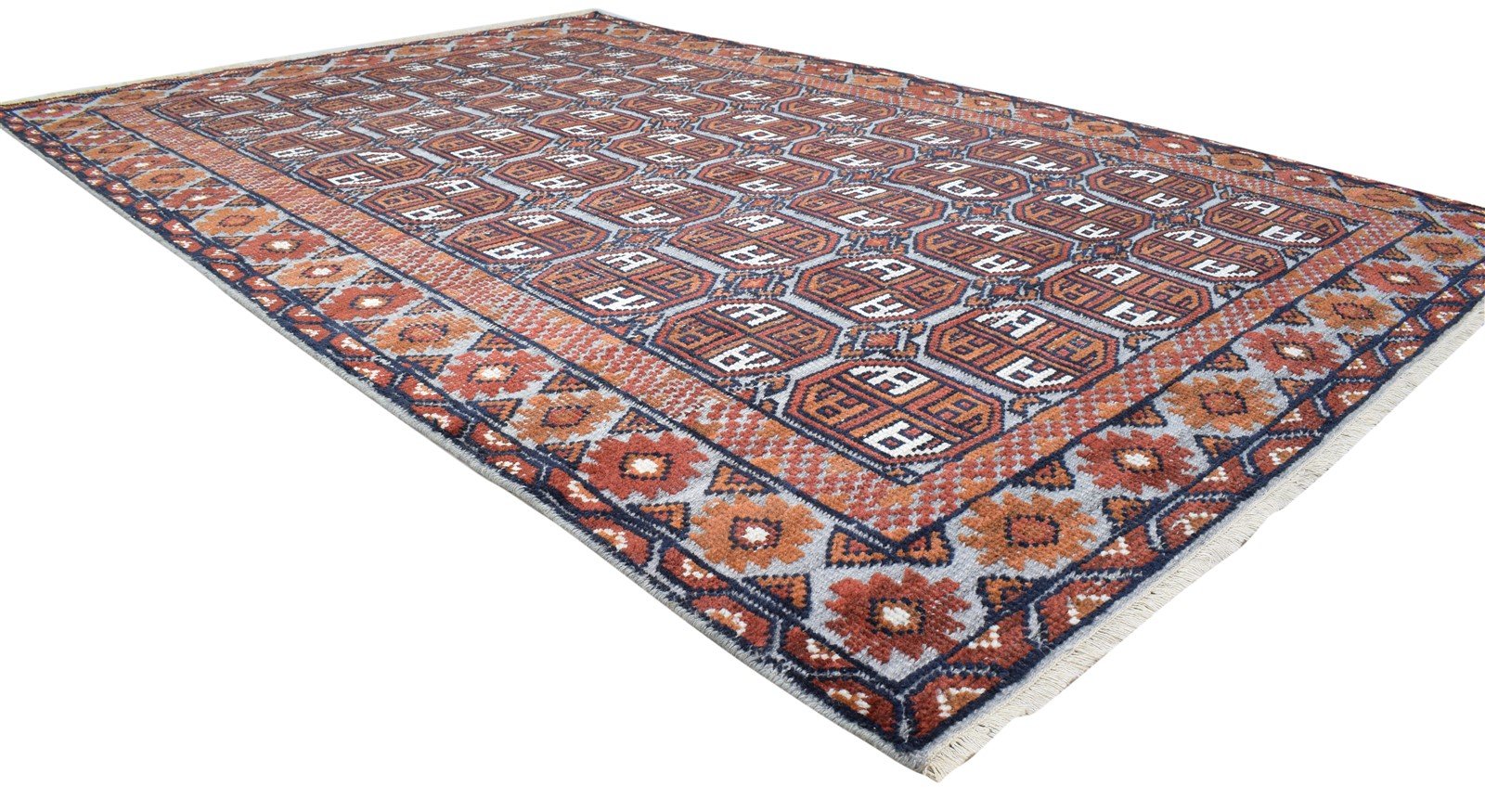 6X9 Rug Wool Silk Rust Persian Hand Knotted Herati Oriental Room Size Carpet 