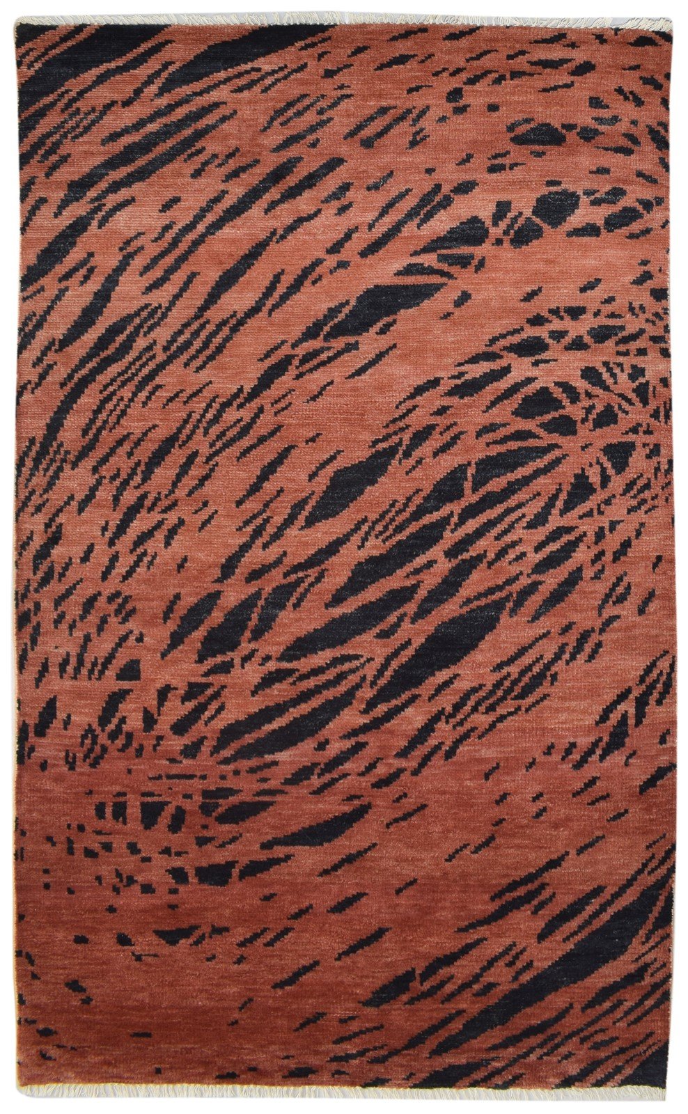 100% Wool Orange Rug 5' X 8' Modern Hand Knotted Indian Galaxy Room Size Carpet 