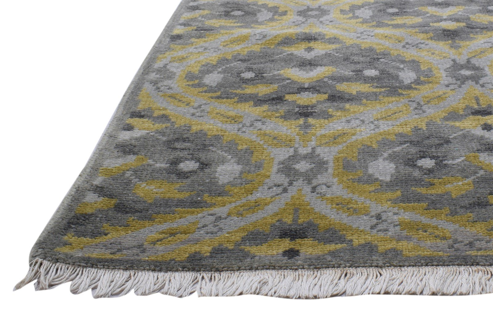 Hand Knotted Grey Wool Rug 5' X 8' Modern Moroccan Trellis Room Size Carpet