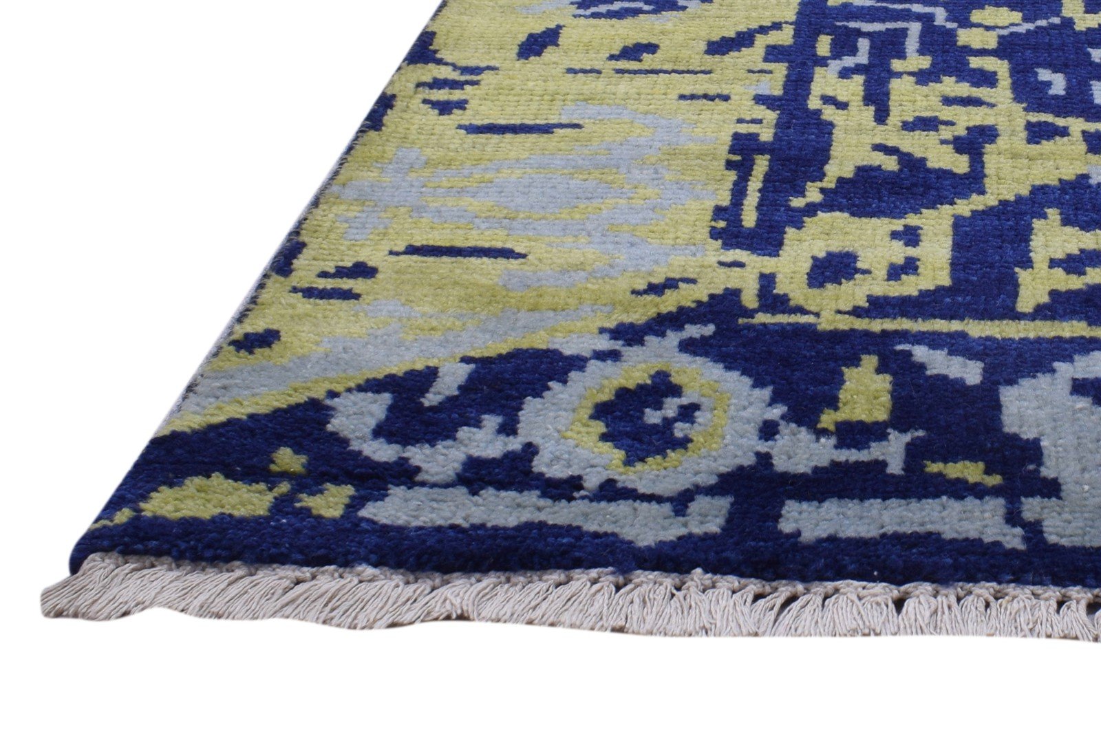 Blue Wool Rug 5' X 8' Modern Hand Knotted Heriz-Indian Abstract Room Size Carpet 