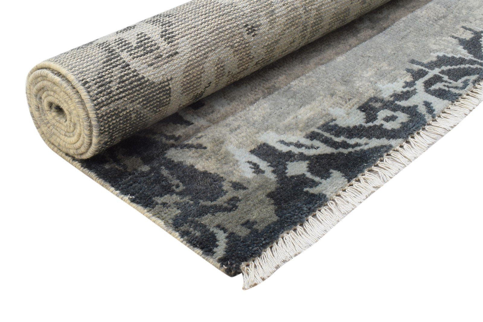 Wool Grey Rug 5' X 8' Modern Hand Knotted French Abstract Room Size Carpet 