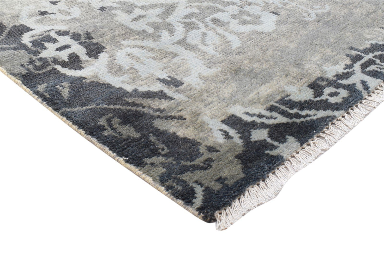 Wool Grey Rug 5' X 8' Modern Hand Knotted French Abstract Room Size Carpet 