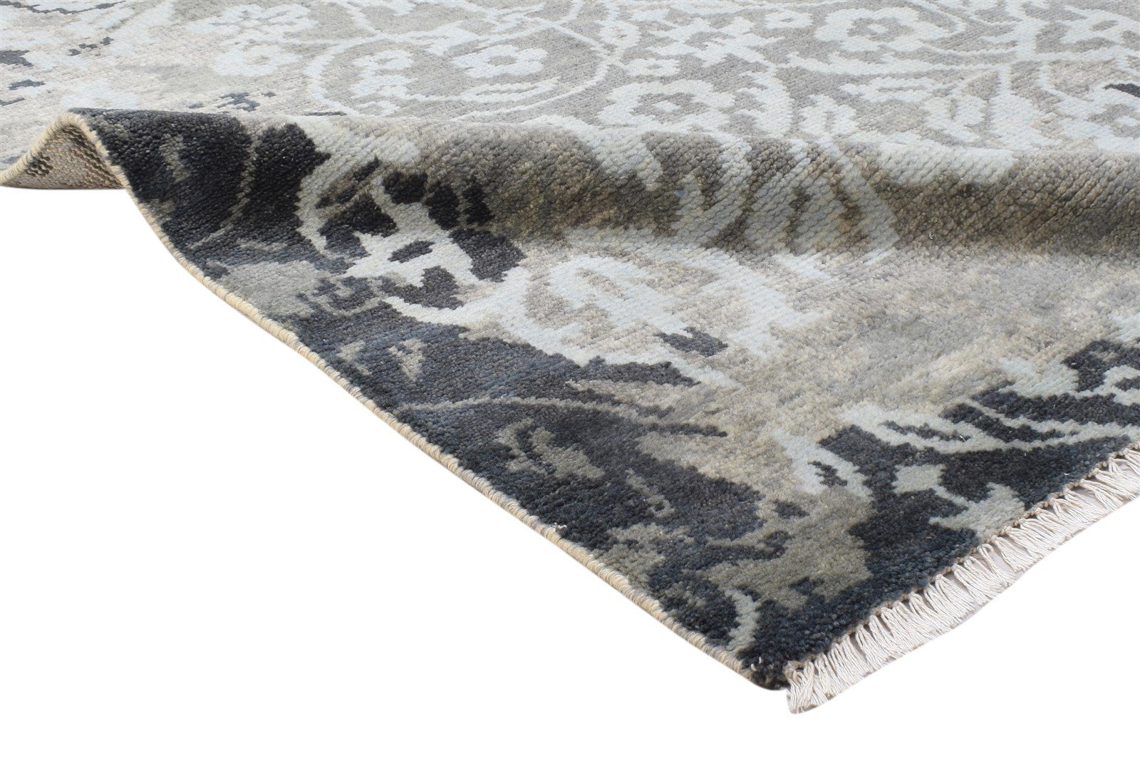 Wool Grey Rug 5' X 8' Modern Hand Knotted French Abstract Room Size Carpet 