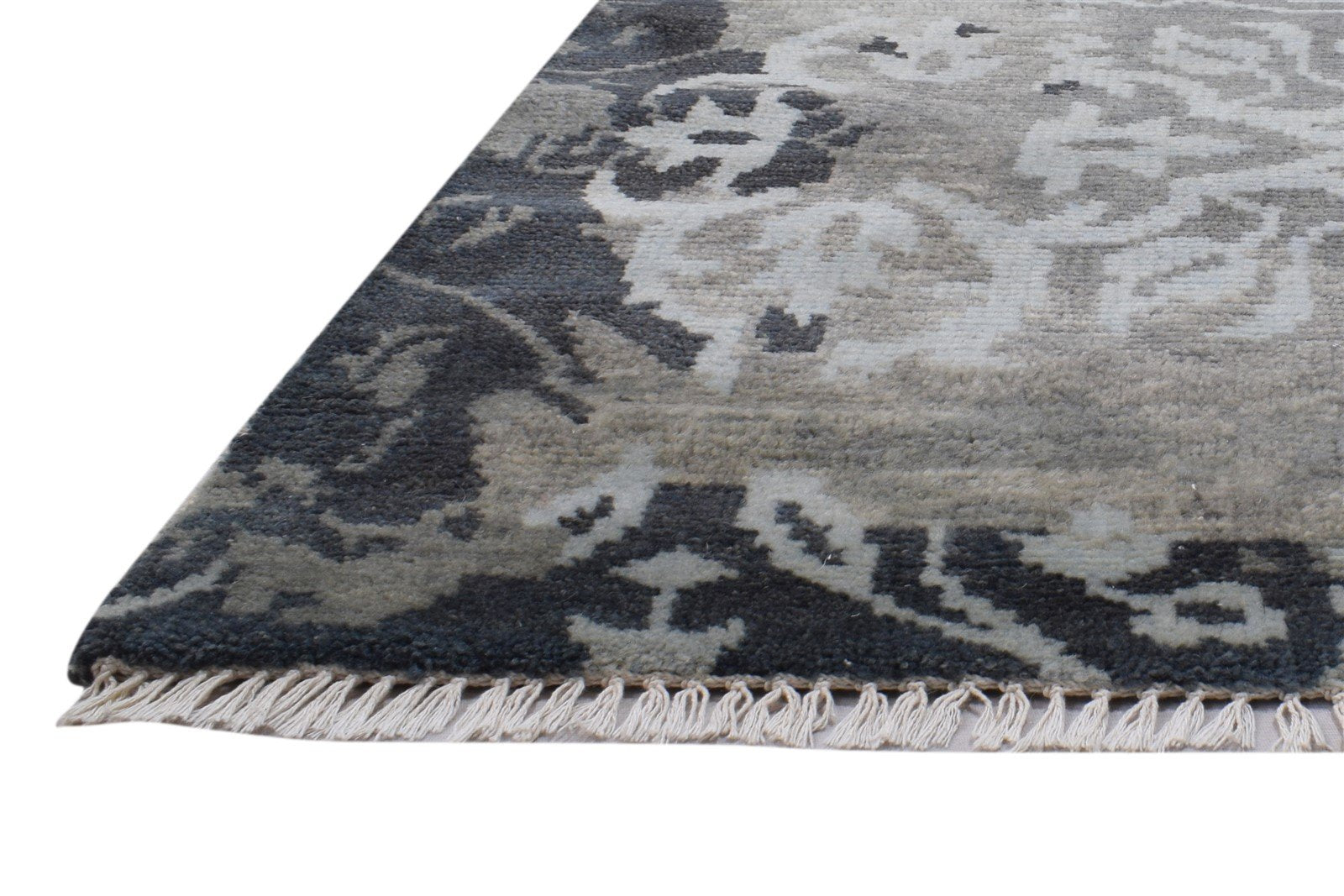 Wool Grey Rug 5' X 8' Modern Hand Knotted French Abstract Room Size Carpet