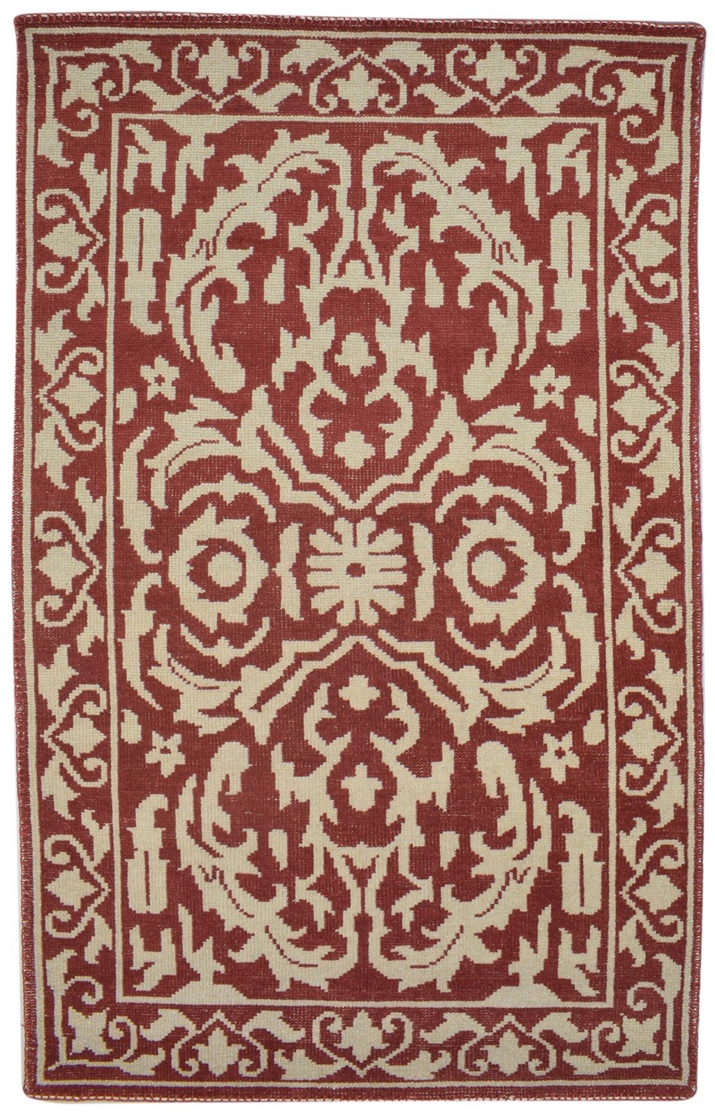 Hand Knotted Red Wool Rug 5' X 8' Persian Oushak Oriental Room Size Carpet