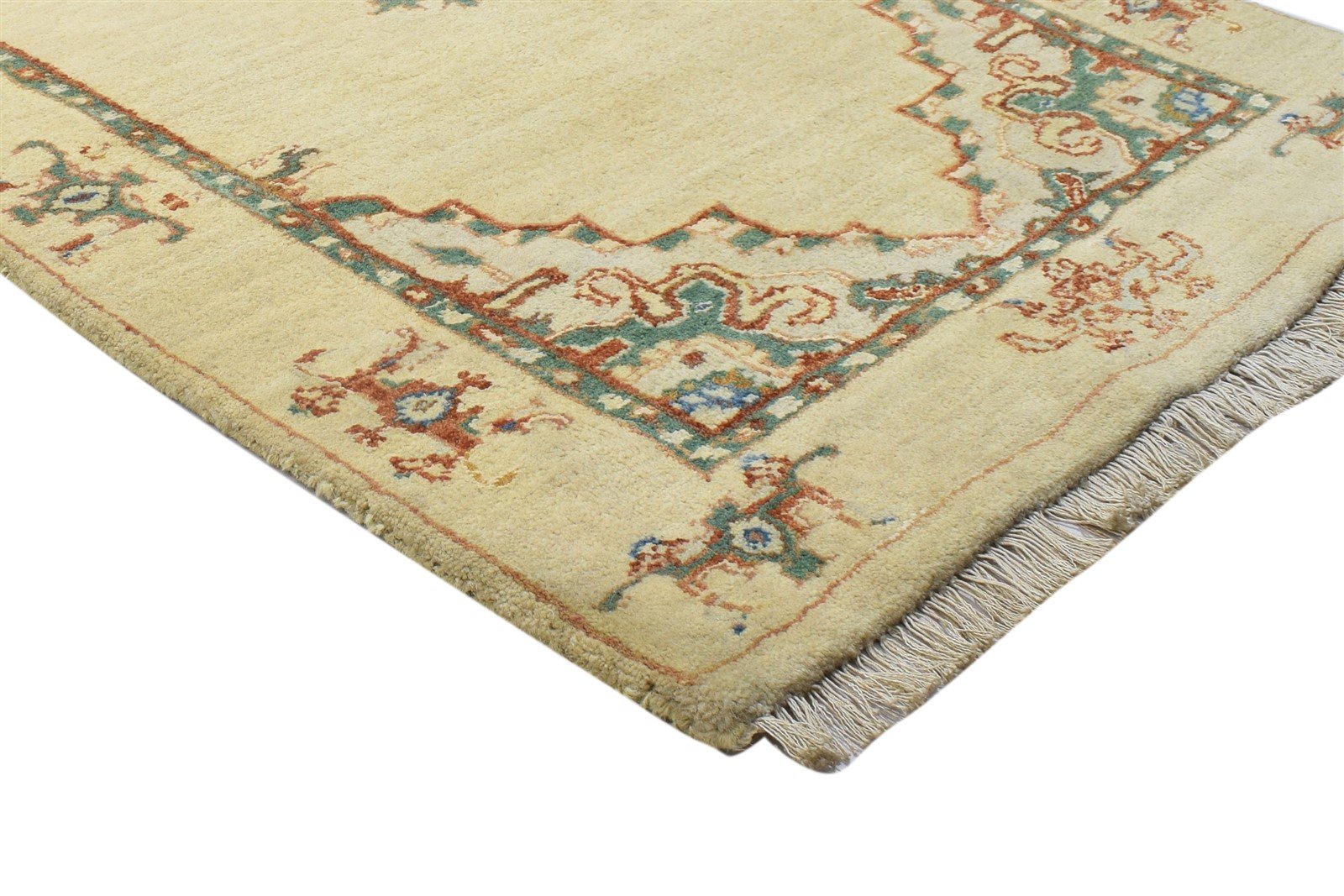 3' X 9' Rug Wool / Silk Beige Persian Hand Knotted Oushak Oriental Small Runner 