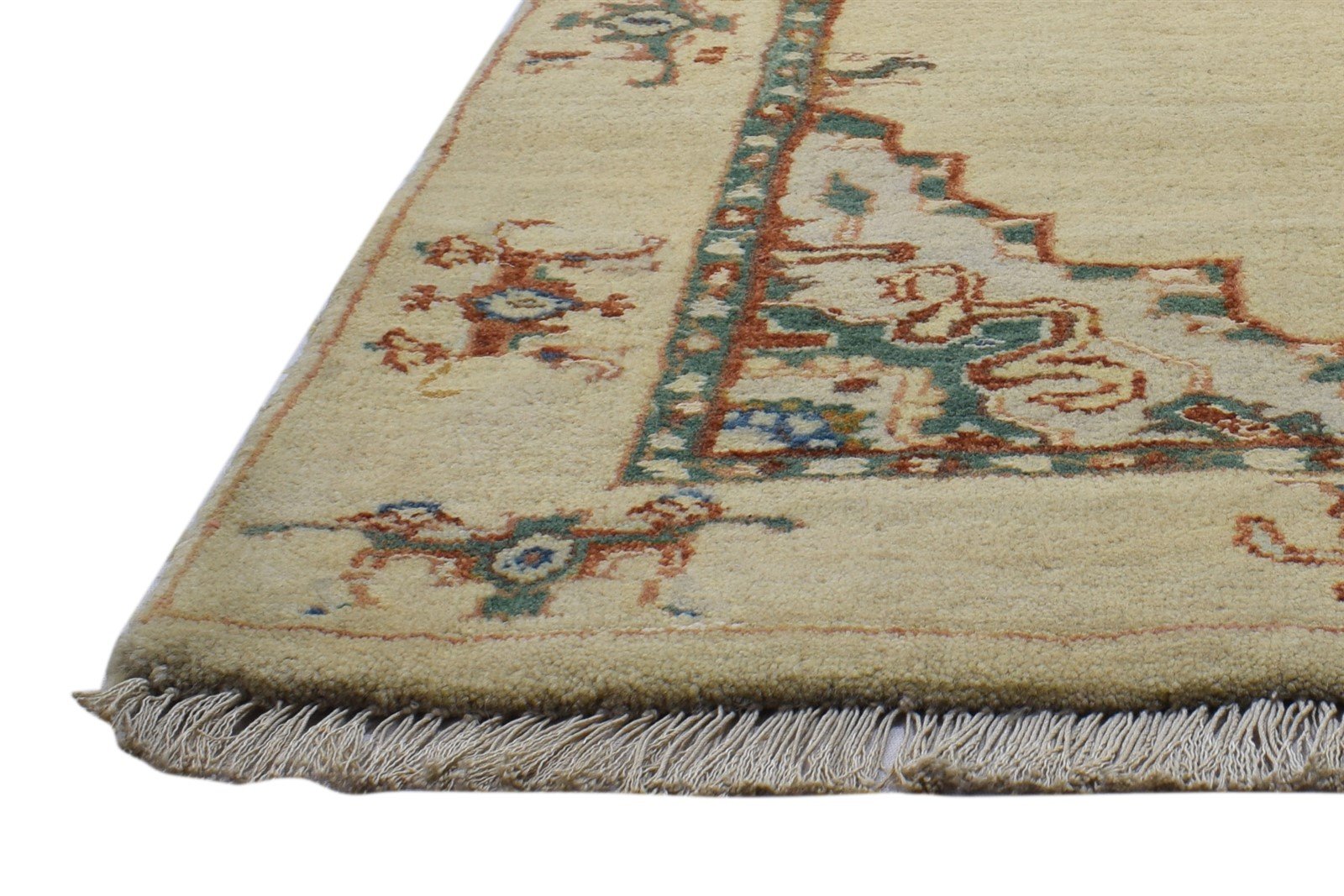 3' X 9' Rug Wool / Silk Beige Persian Hand Knotted Oushak Oriental Small Runner 