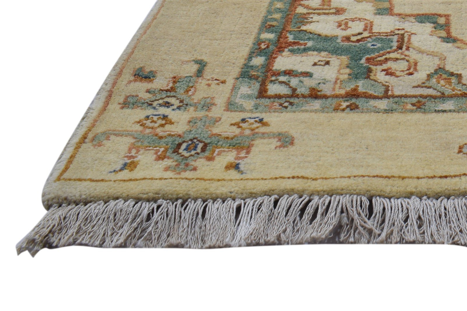 Hand Knotted Beige Wool / Silk Rug 2'6"x12 Persian Oushak Oriental Small Runner 