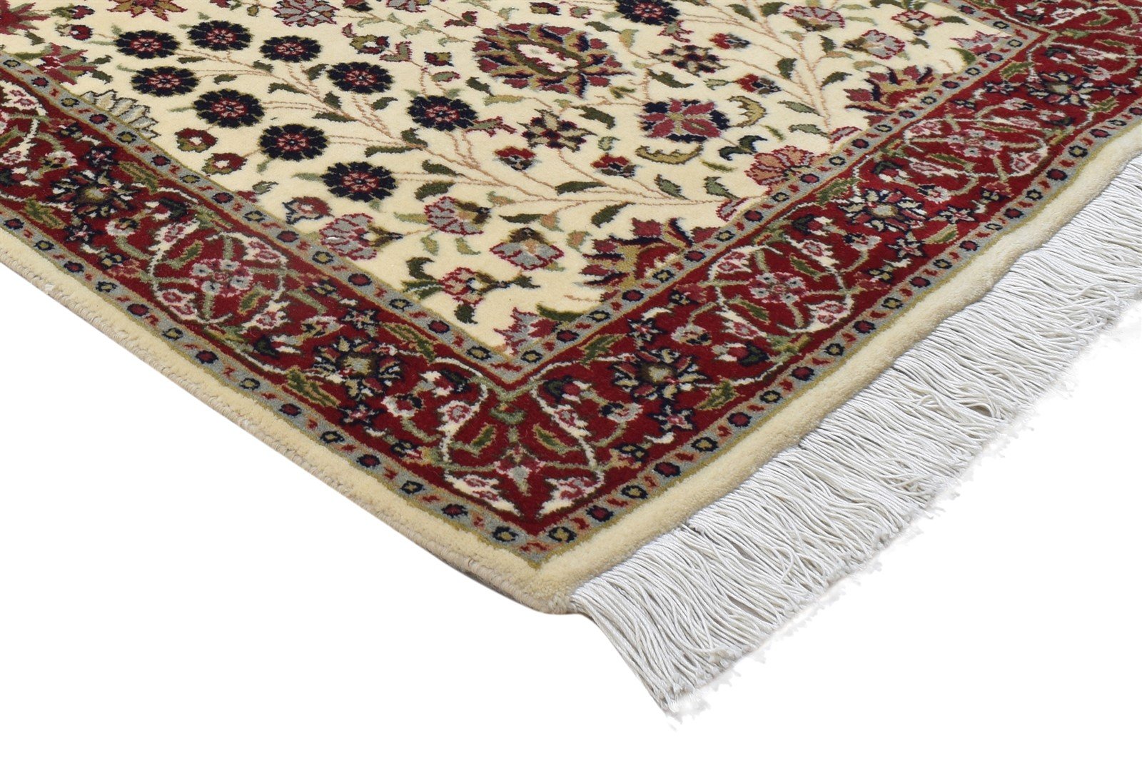 Hand Knotted Ivory Wool Rug 3' X 8' Persian Sarouk-Indian Oriental Small Runner 