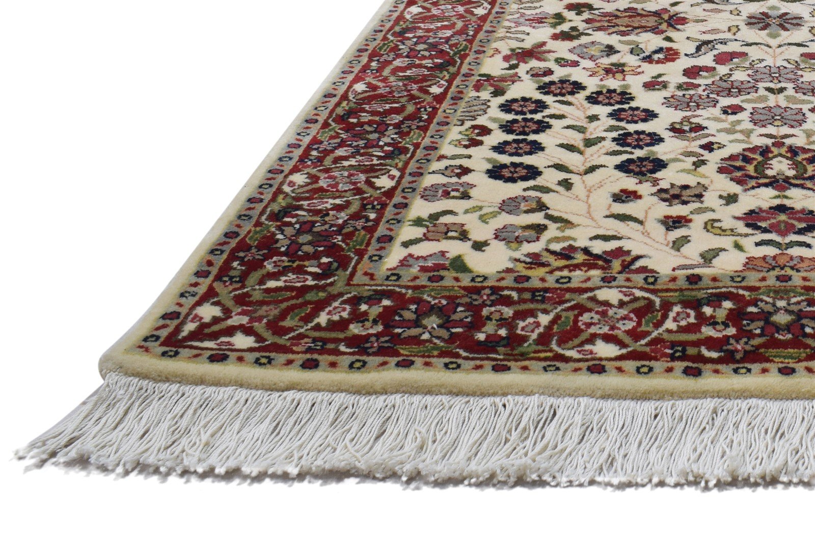 Wool Ivory Rug 3' X 8' Persian Hand Knotted Heriz-Indian Oriental Small Runner