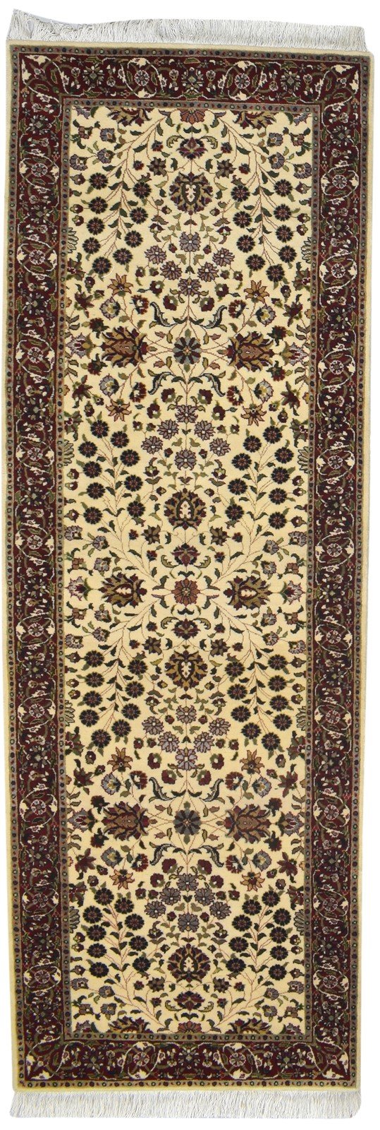 Wool Ivory Rug 3' X 8' Persian Hand Knotted Heriz-Indian Oriental Small Runner 