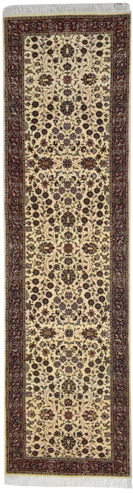 Wool Ivory Rug 3' X 10' Persian Hand Knotted Heriz-Indian Oriental Small Runner 