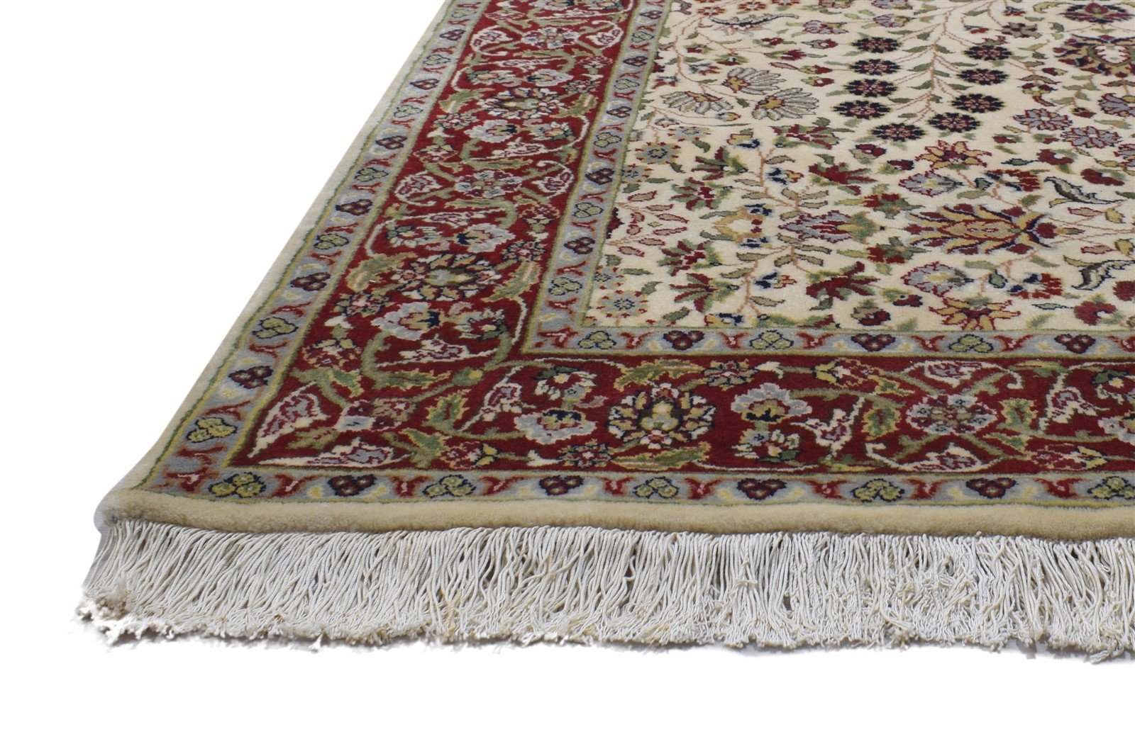 Wool Cream Rug 4' X 6' Persian Hand Knotted Kashan Oriental Room Size Carpet 