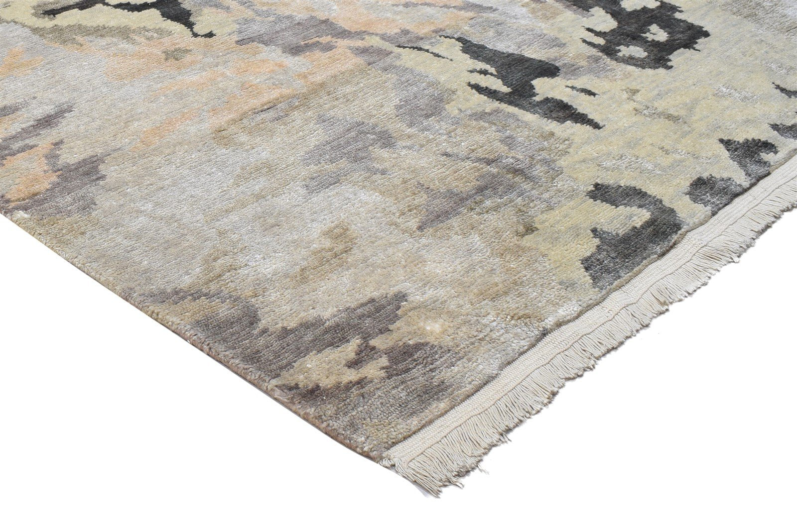 5X8 Rug Wool / Silk Sage Modern Hand Knotted Indian Abstract Room Size Carpet 