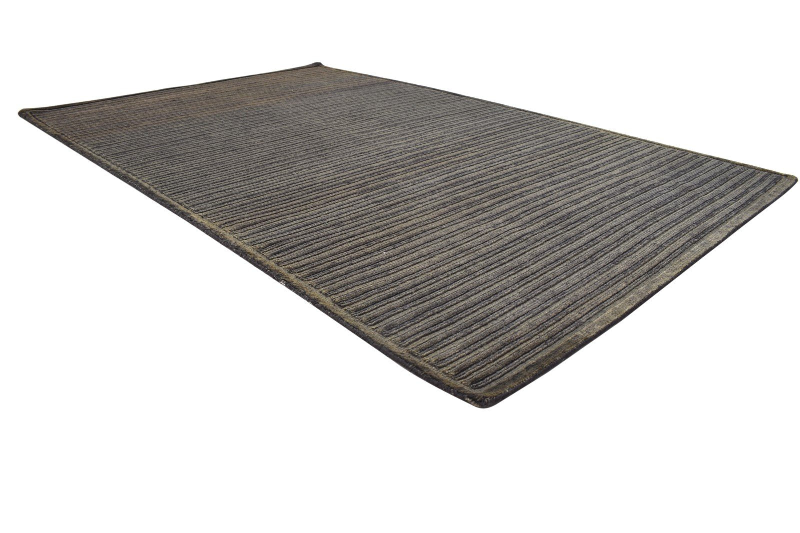 5' X 8' Rug Wool Brown Modern Hand Knotted Scandinavian Striped Room Size Carpet  Area Rug 