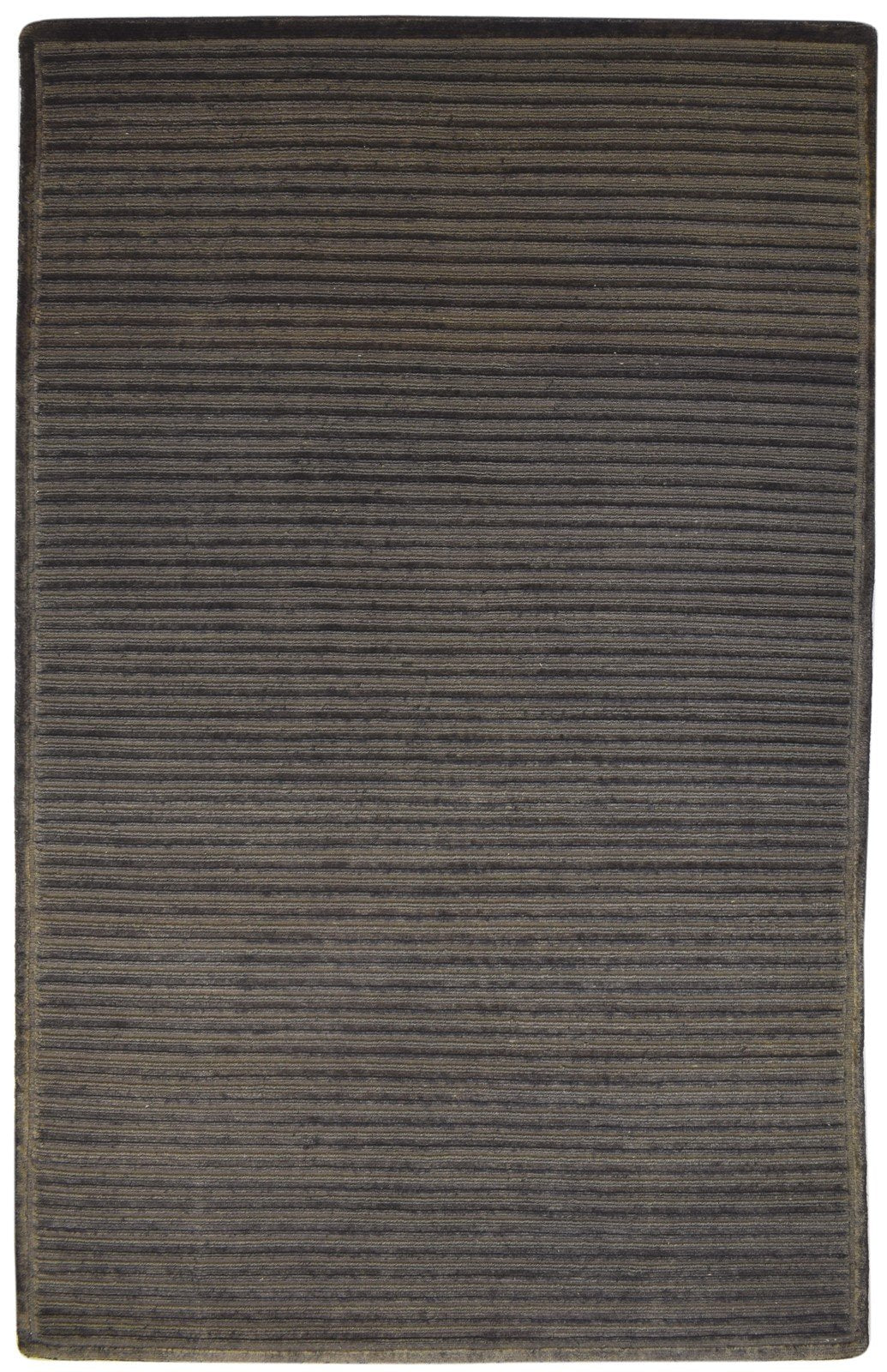 5' X 8' Rug Wool Brown Modern Hand Knotted Scandinavian Striped Room Size Carpet