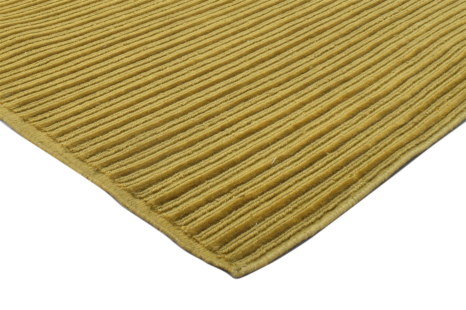 Gold Wool Rug 5' X 8' Modern Hand Knotted Scandinavian Striped Room Size Carpet 